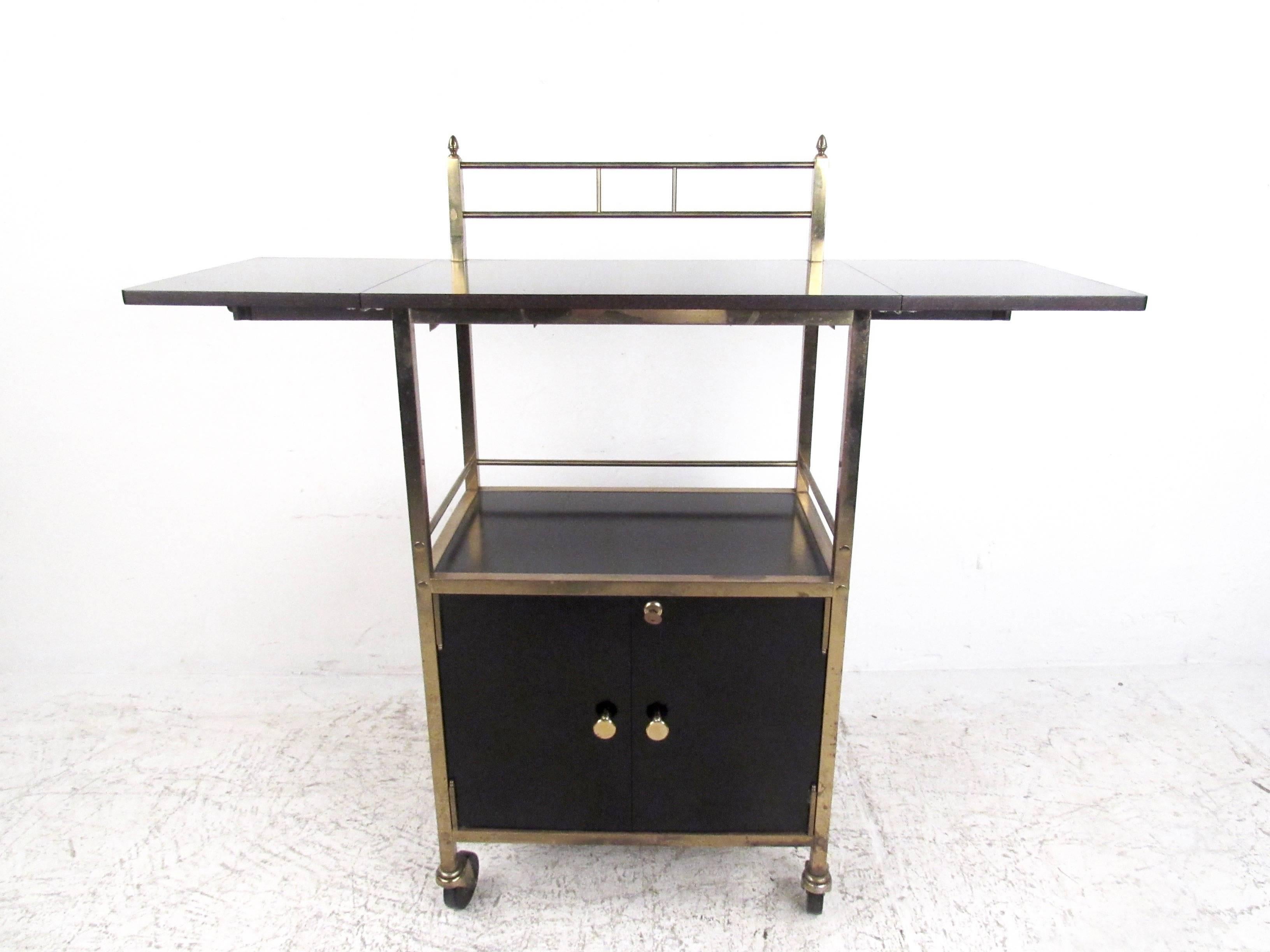 Mid-Century Modern Black Lacquer Mid-Century Service Cart by Maxwell Phillips