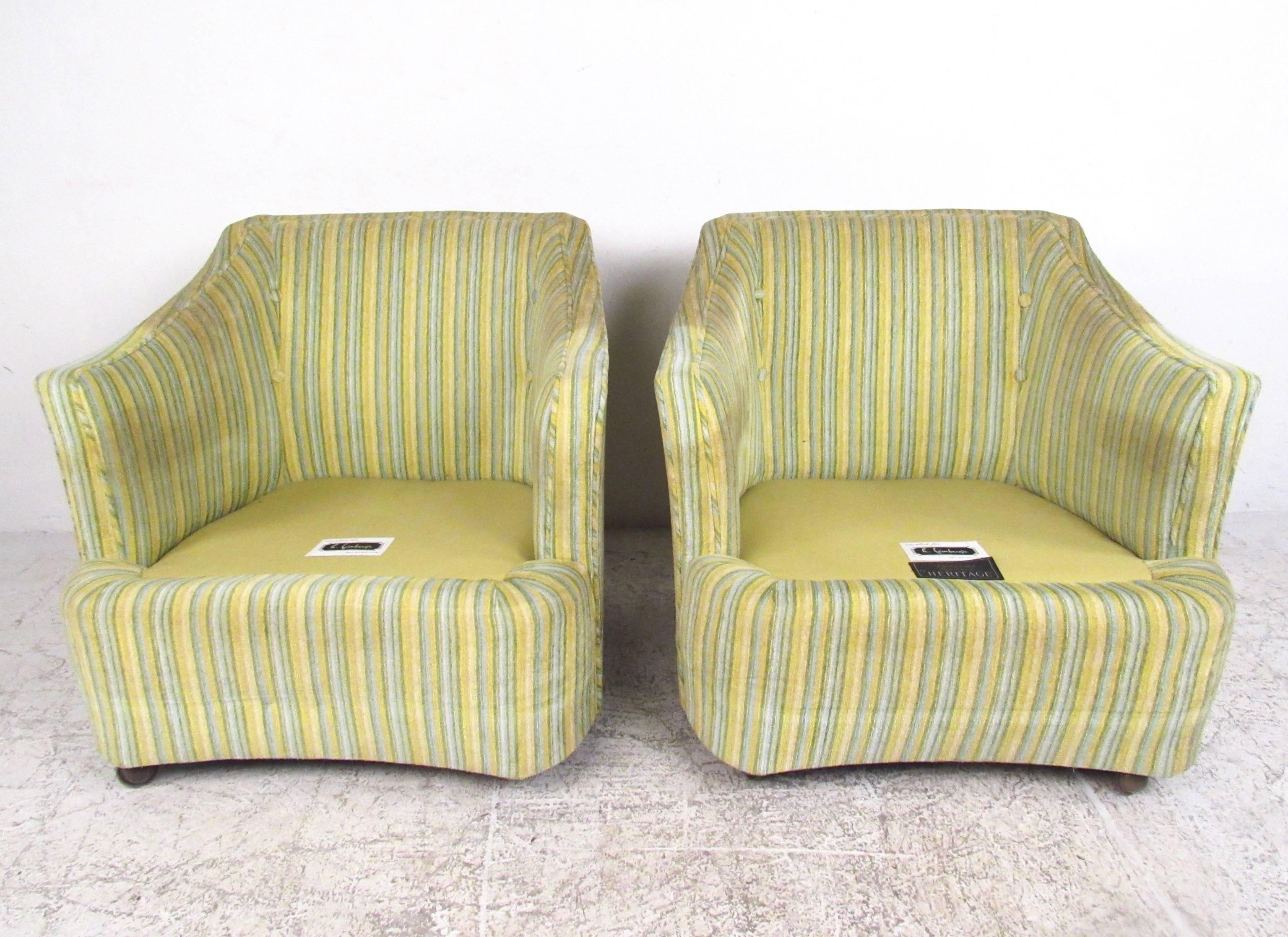 Mid-20th Century Pair of Mid-Century Modern Lounge Chairs for Heritage Furniture