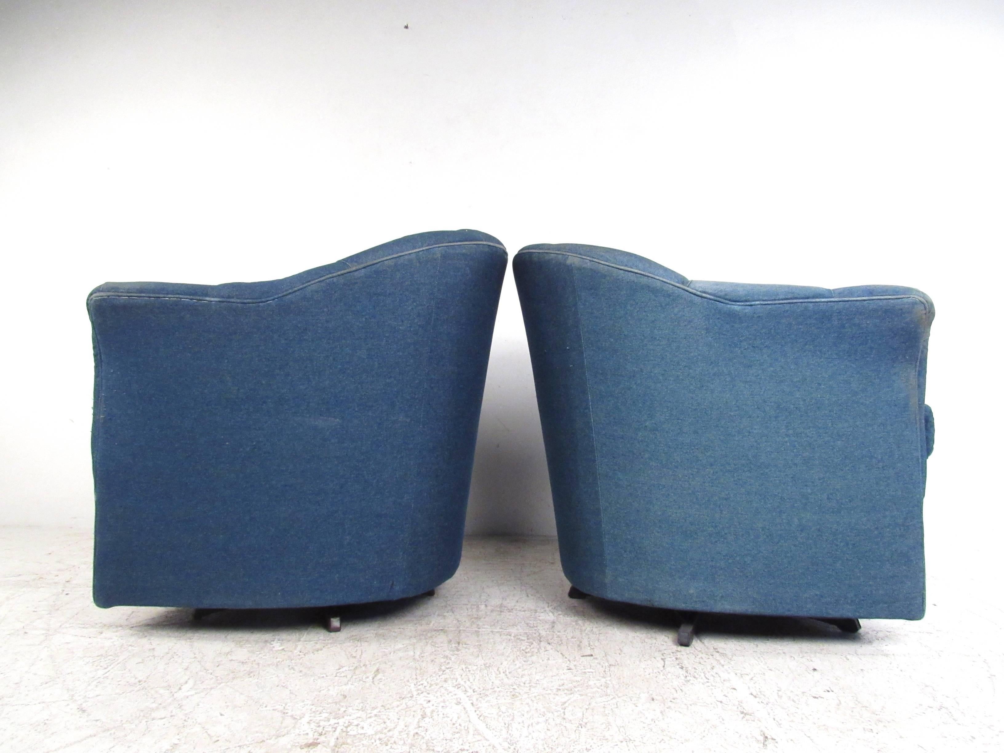 denim blue swivel chair