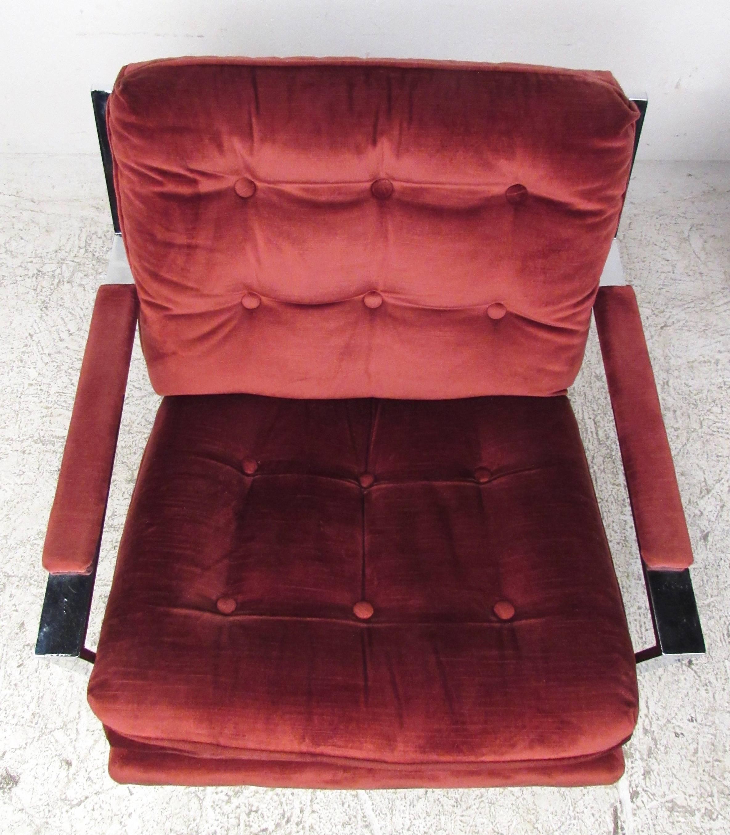 American Pair Cy Mann Style Chrome Lounge Chairs