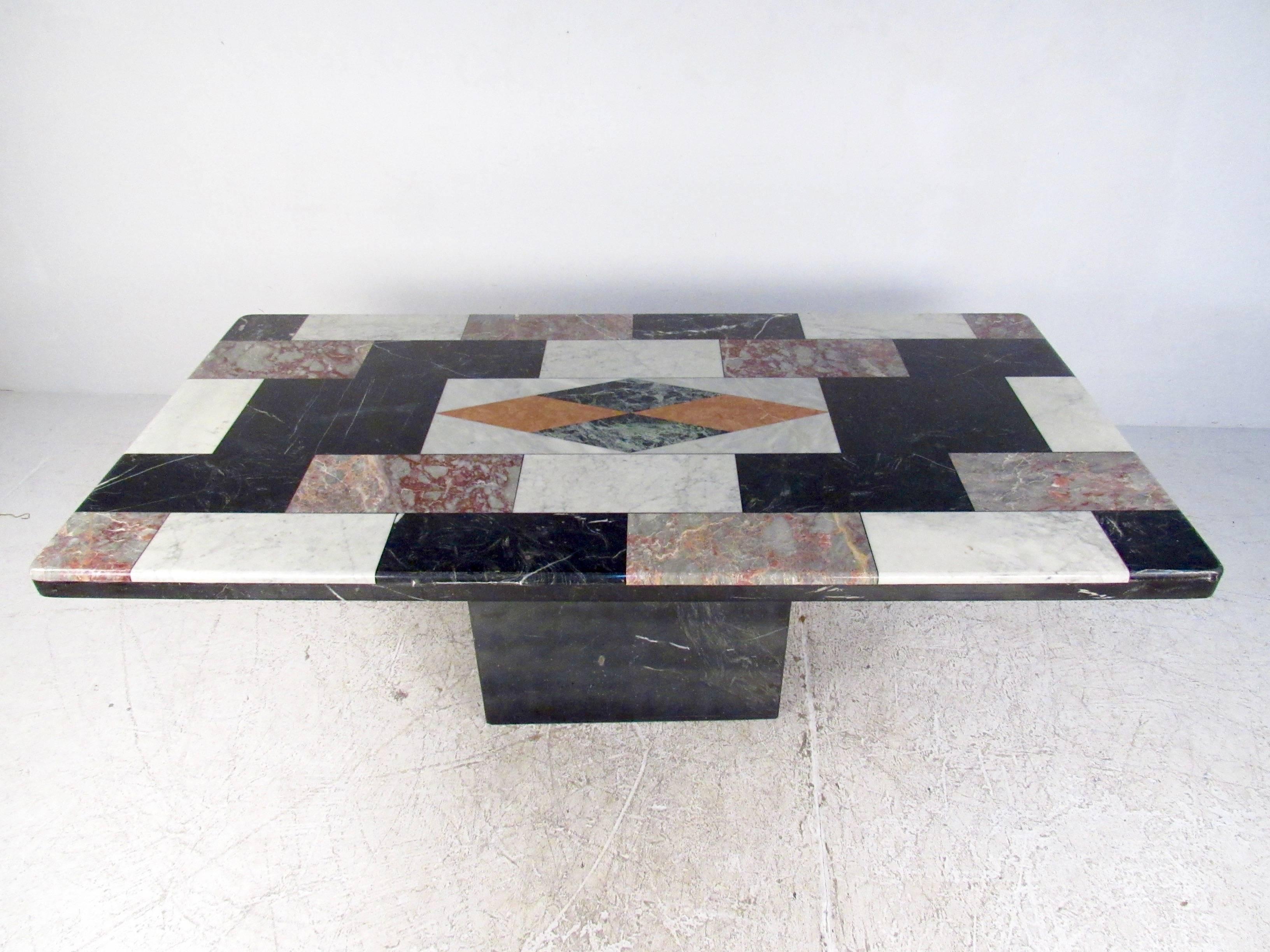 20th Century Vintage Italian Marble Top Pedestal Table