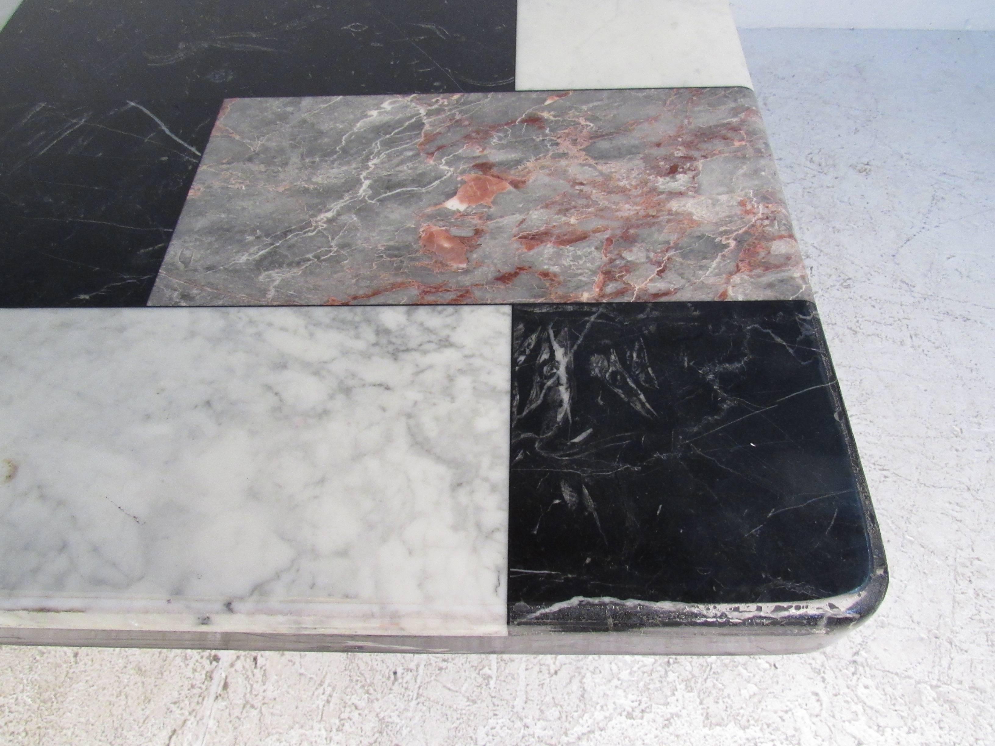 Vintage Italian Marble Top Pedestal Table 1