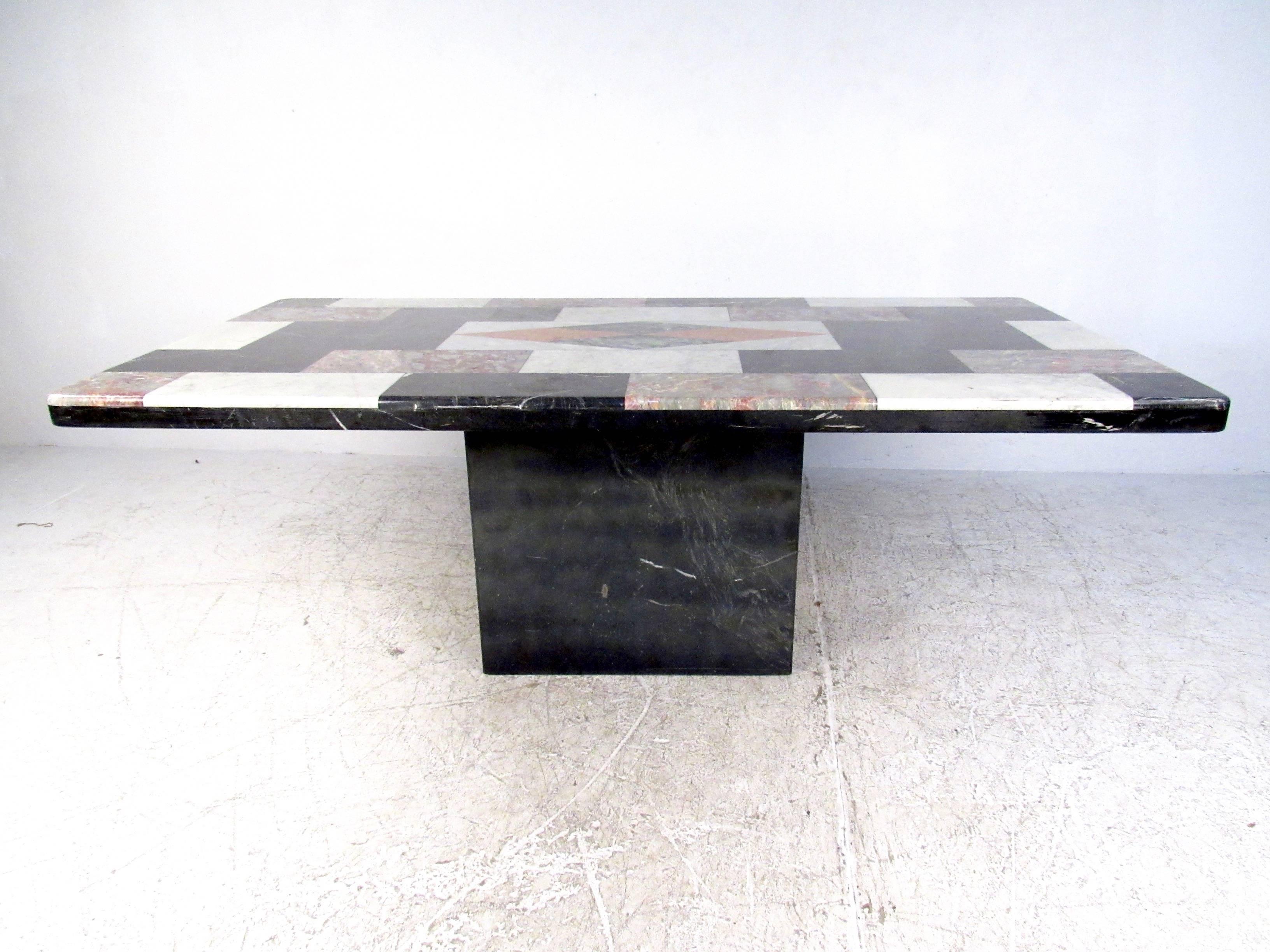 Mid-Century Modern Vintage Italian Marble Top Pedestal Table