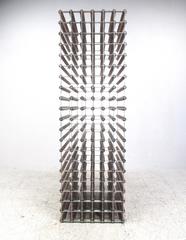 Stylish Mid-Century Modern Style Wood and Metal Wine Rack