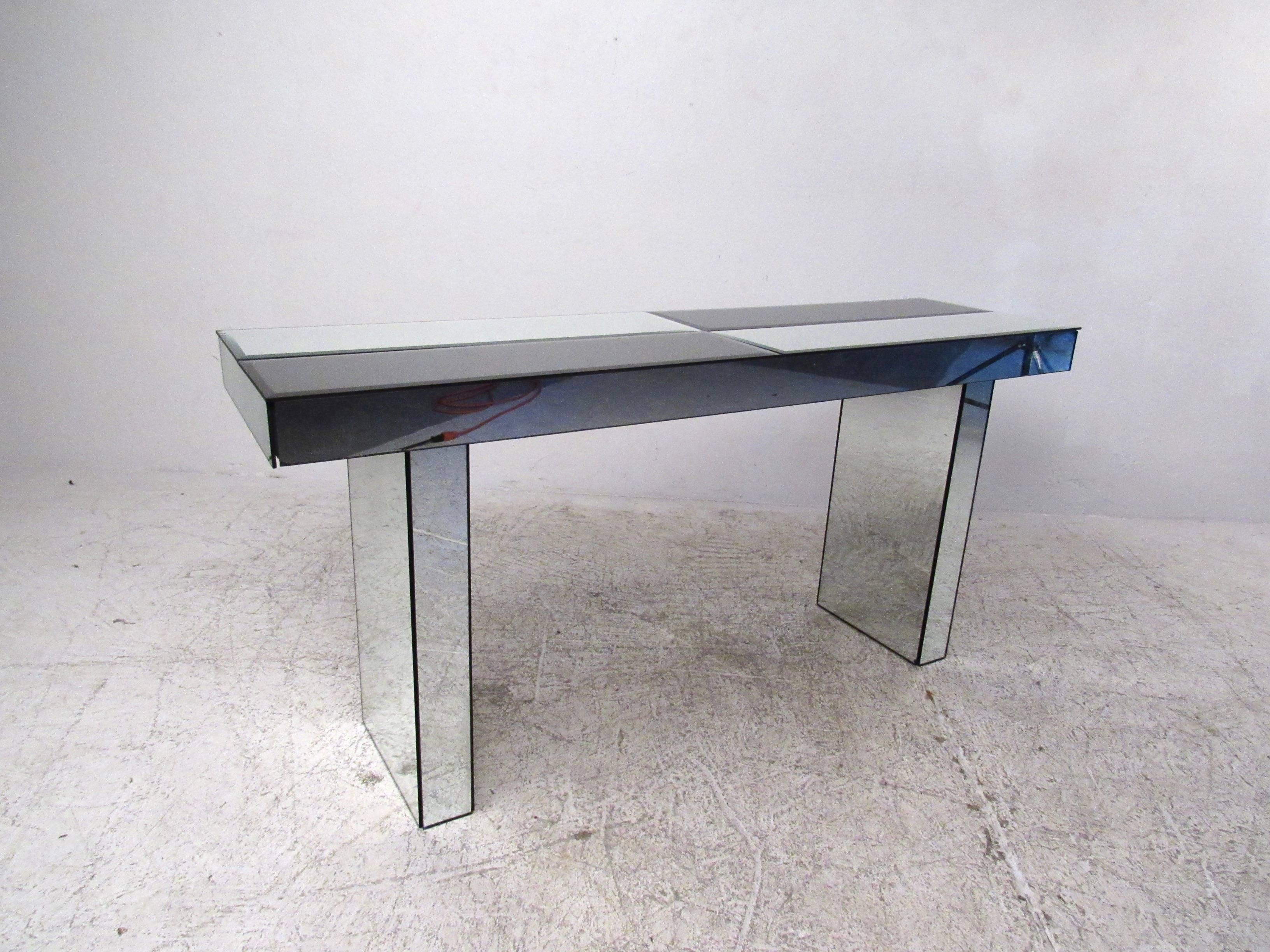 American Mid-Century Modern Mirrored Console Table For Sale