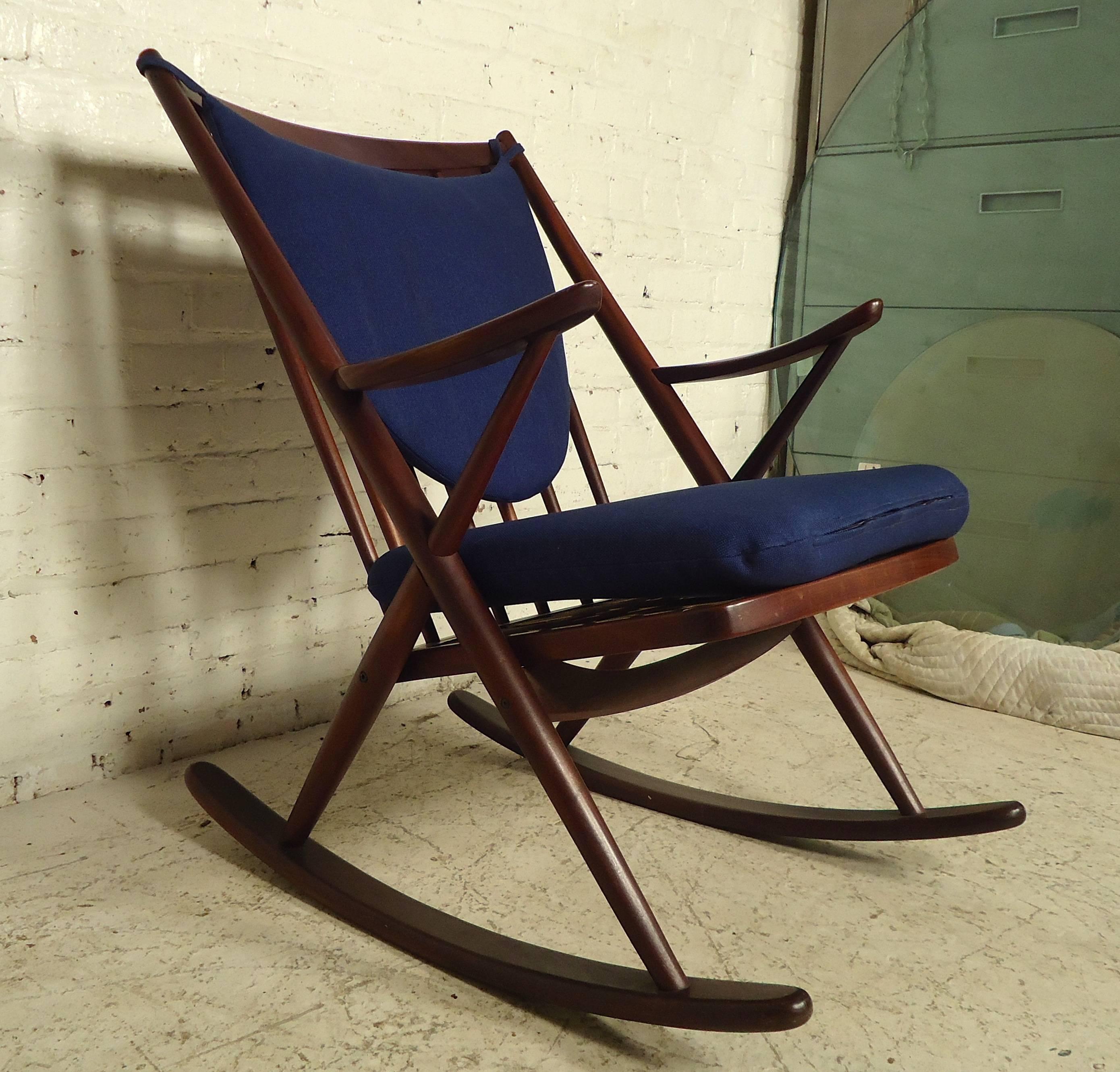 Frank Reenskaug Vintage Modern Walnut Rocking Chair In Good Condition In Brooklyn, NY