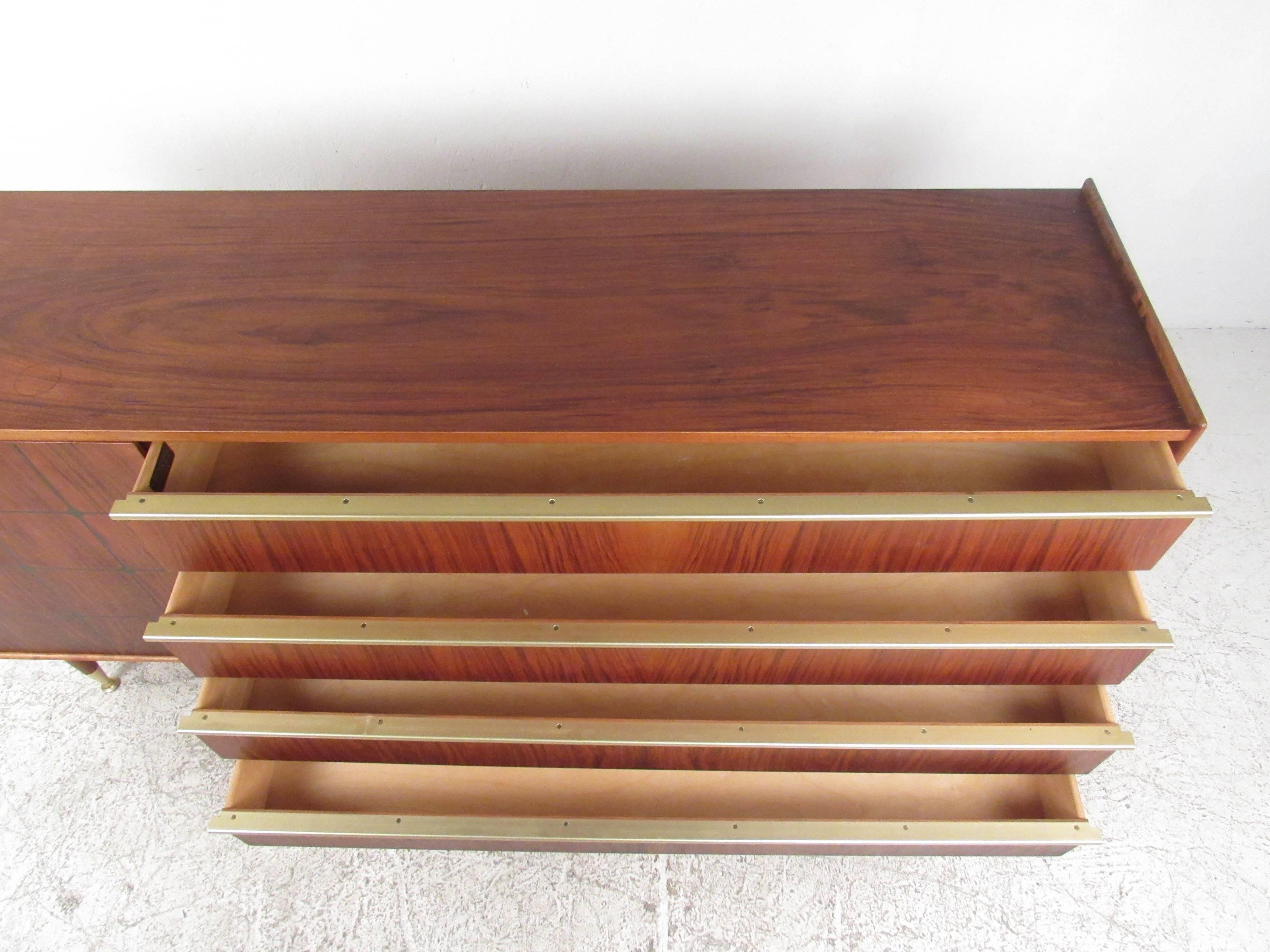 20th Century Edmond Spence Mid-Century Sideboard with Inlays and Raised Edges For Sale