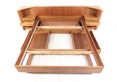 Mid-Century Modern Style Danish Teak Queen Size Headboard with Nightstands