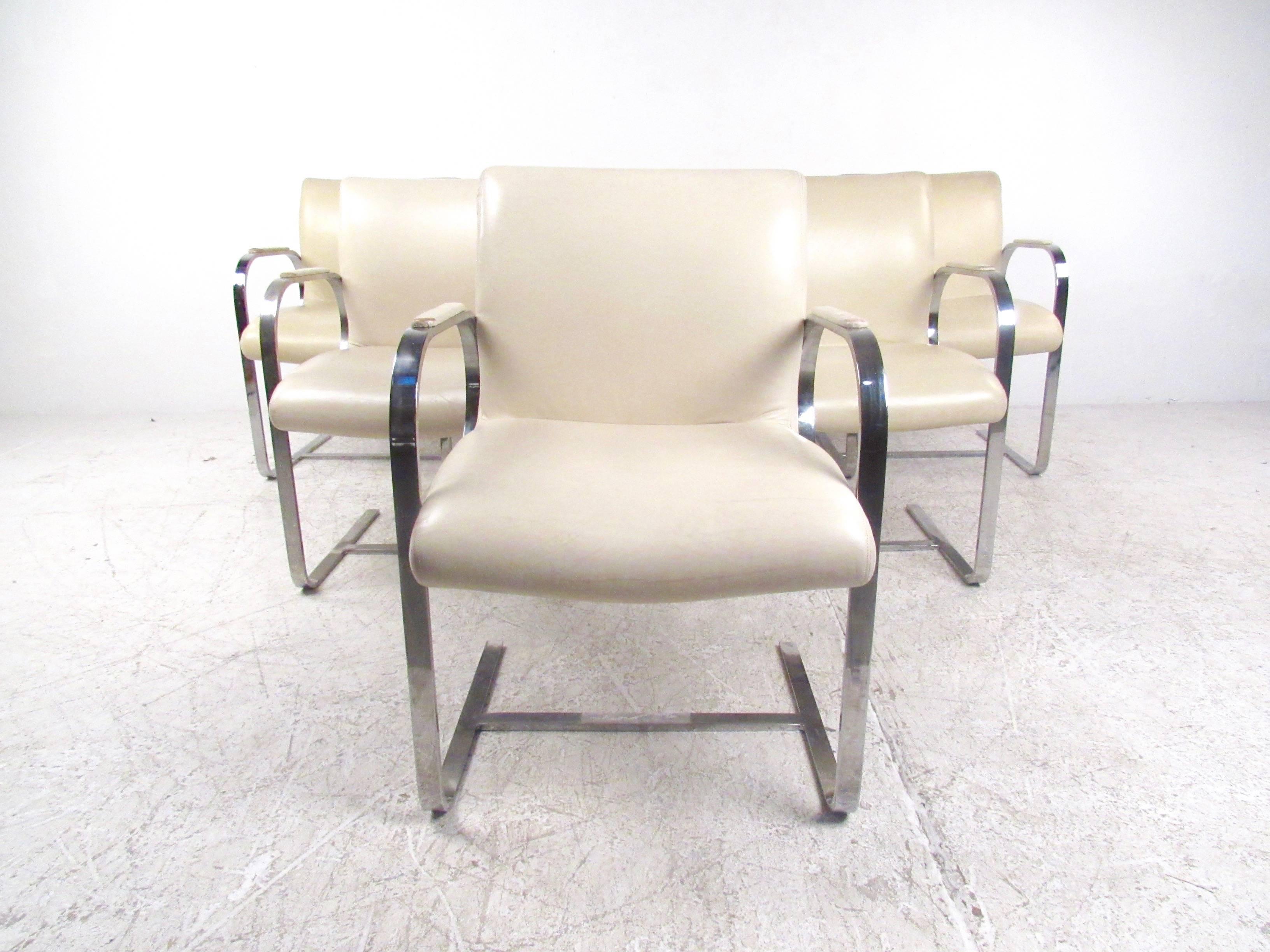 American Mid-Century Modern Mies van der Rohe Brno Style Dining Chairs For Sale