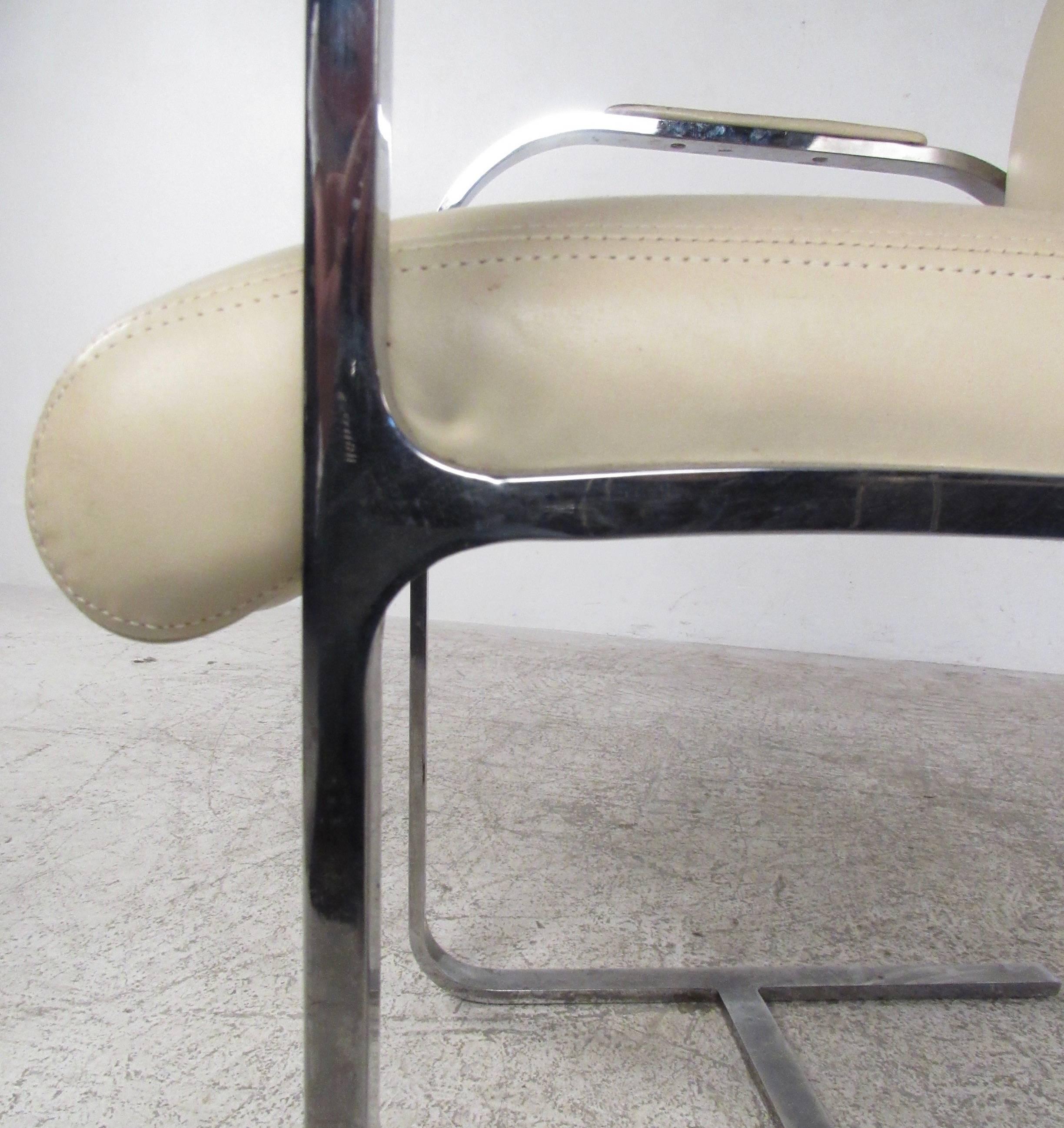 Leather Mid-Century Modern Mies van der Rohe Brno Style Dining Chairs For Sale