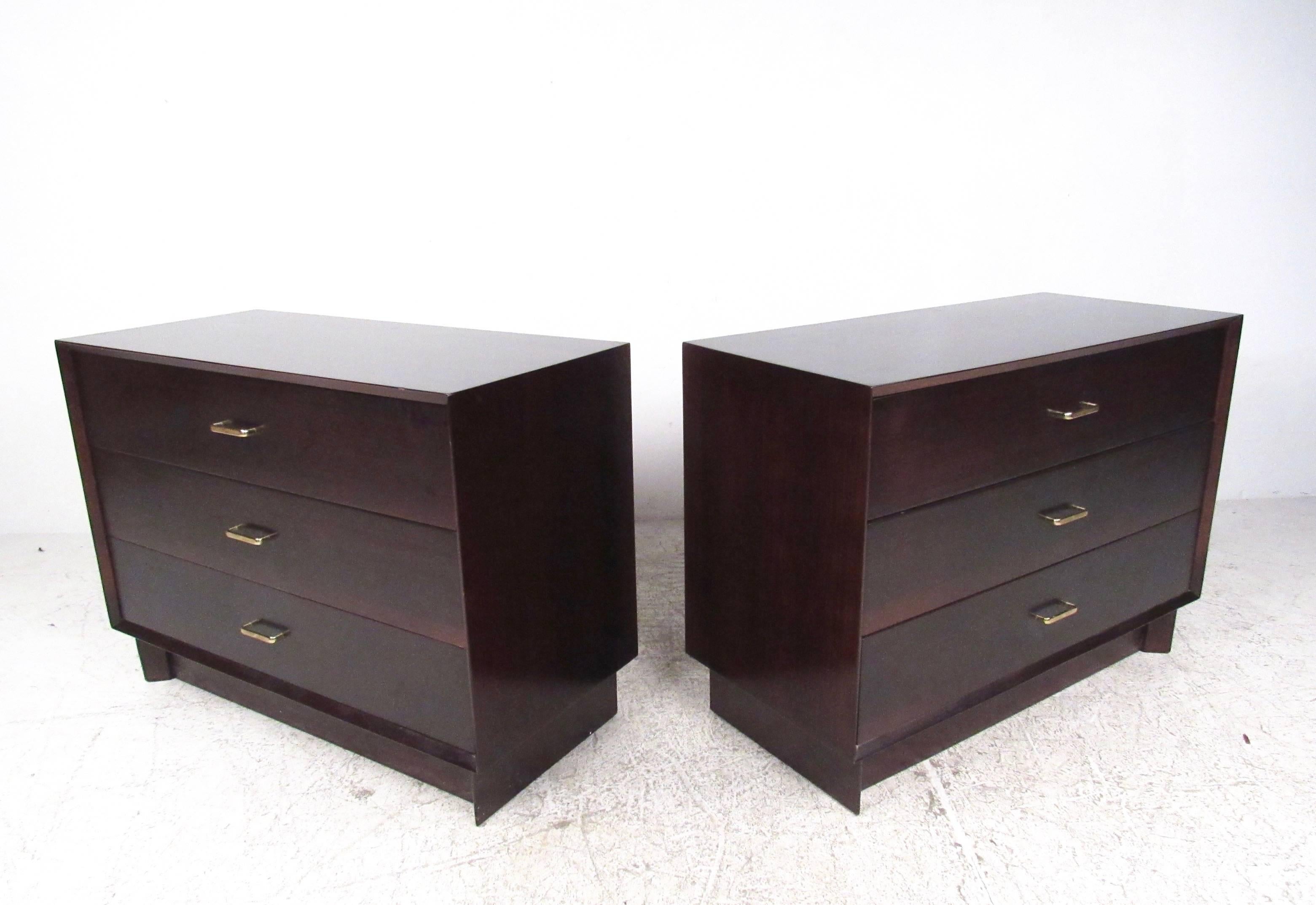 Mid-Century Modern Pair of Vintage Modern Mahogany Bachelor's Chests