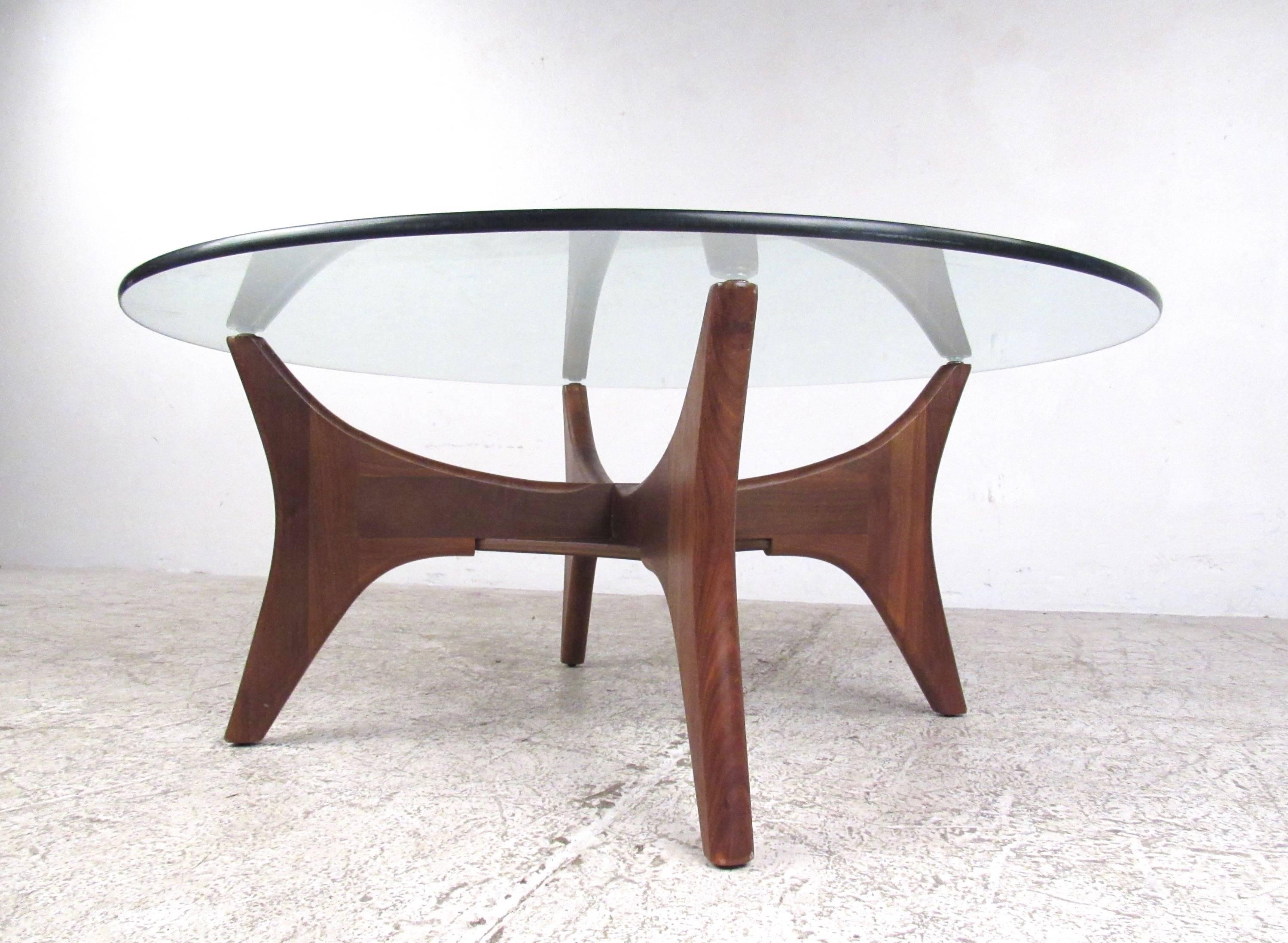 Glass Mid-Century Modern Adrian Pearsall Style Sculpted Walnut Coffee Table