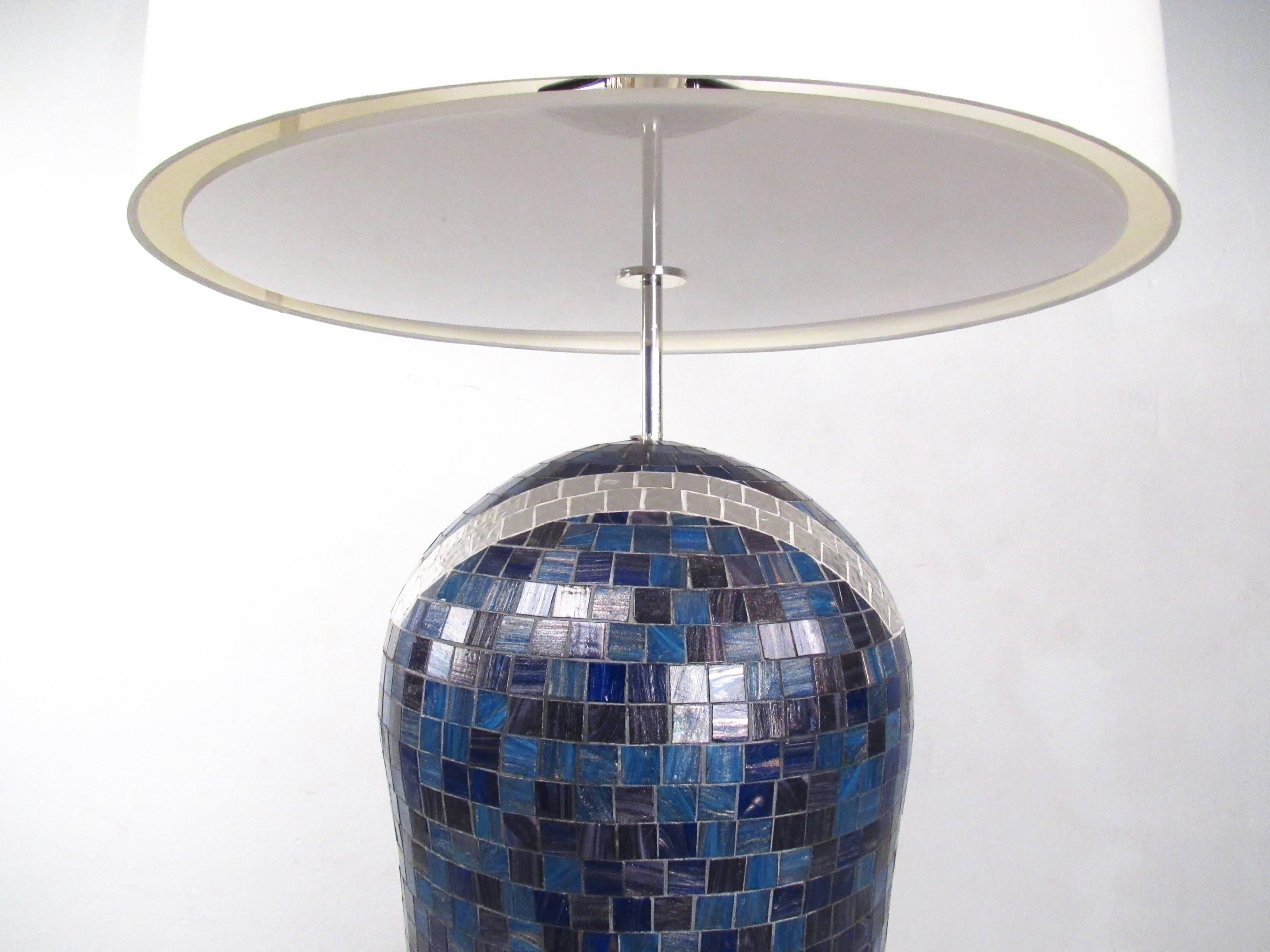 Large Floor Lamp in Blue Mosaic Tile 1
