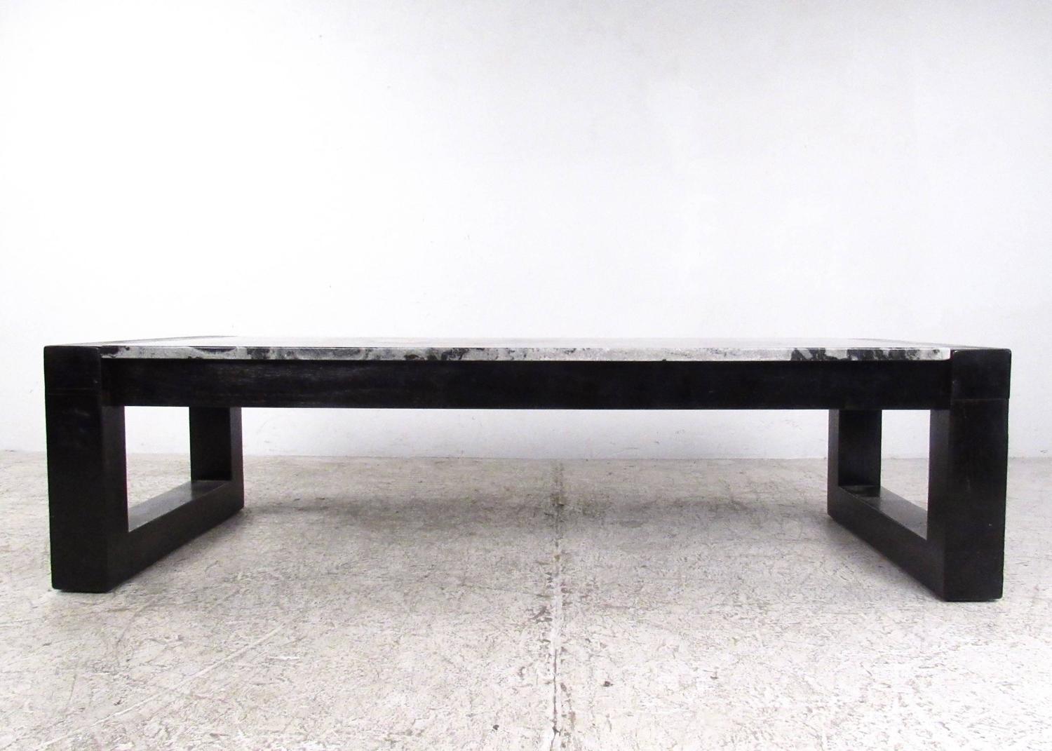 Contemporary Modern Marble-Top Cocktail Table For Sale at 1stdibs
