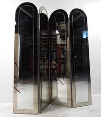 Mid-Century Modern Four-Panel Mirrored Screen
