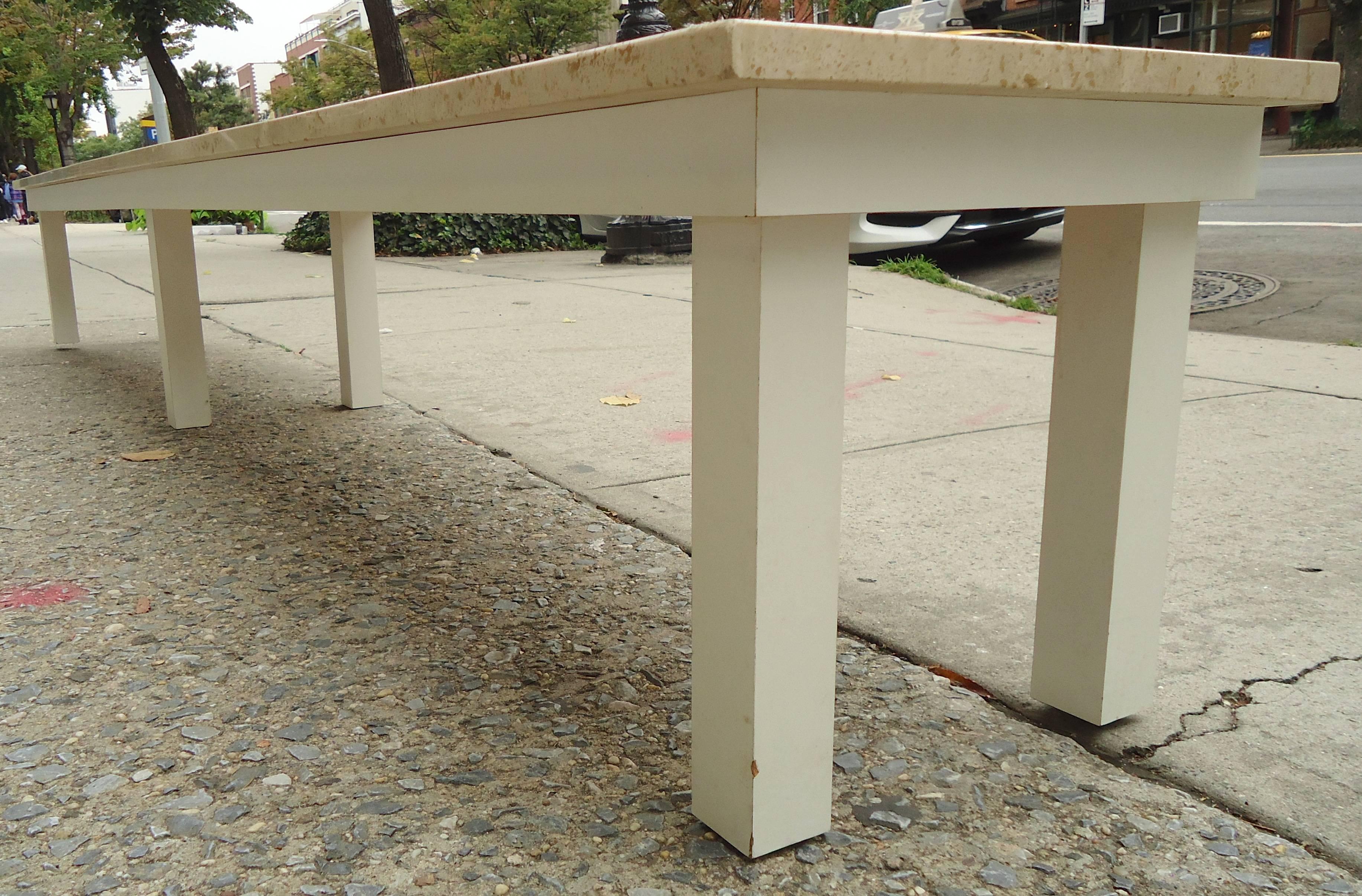 Long Travertine Top Table or Bench In Good Condition In Brooklyn, NY