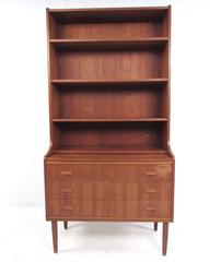 Mid-Century Modern Danish Teak Secretary with Bookshelf