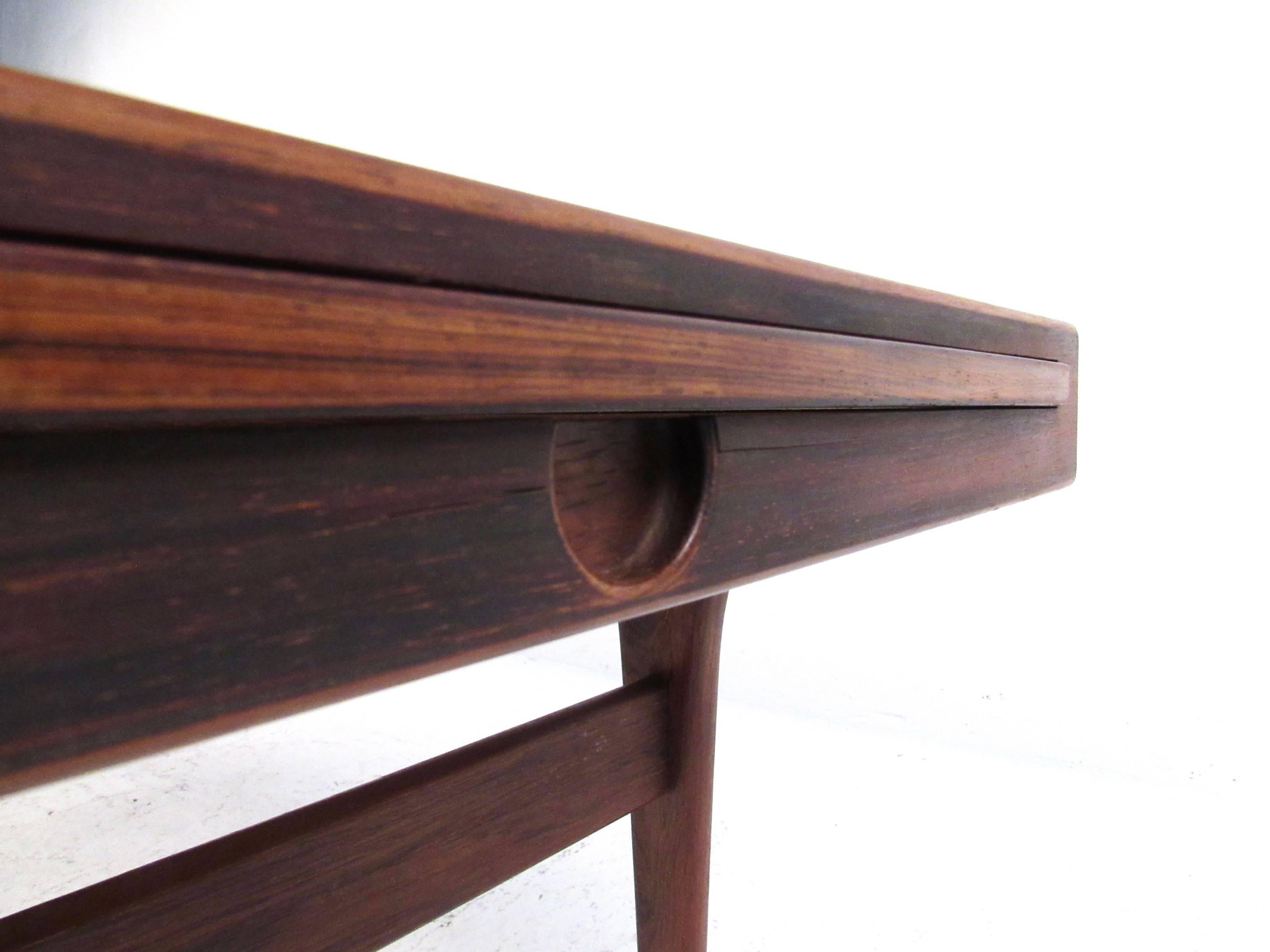 Mid-20th Century Draw Leaf Rosewood Coffee Table by Johannes Andersen For Sale