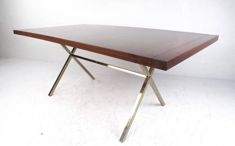 Mid-20th Century Mid-Century Modern Milo Baughman Style X-Base Dining Table For Sale