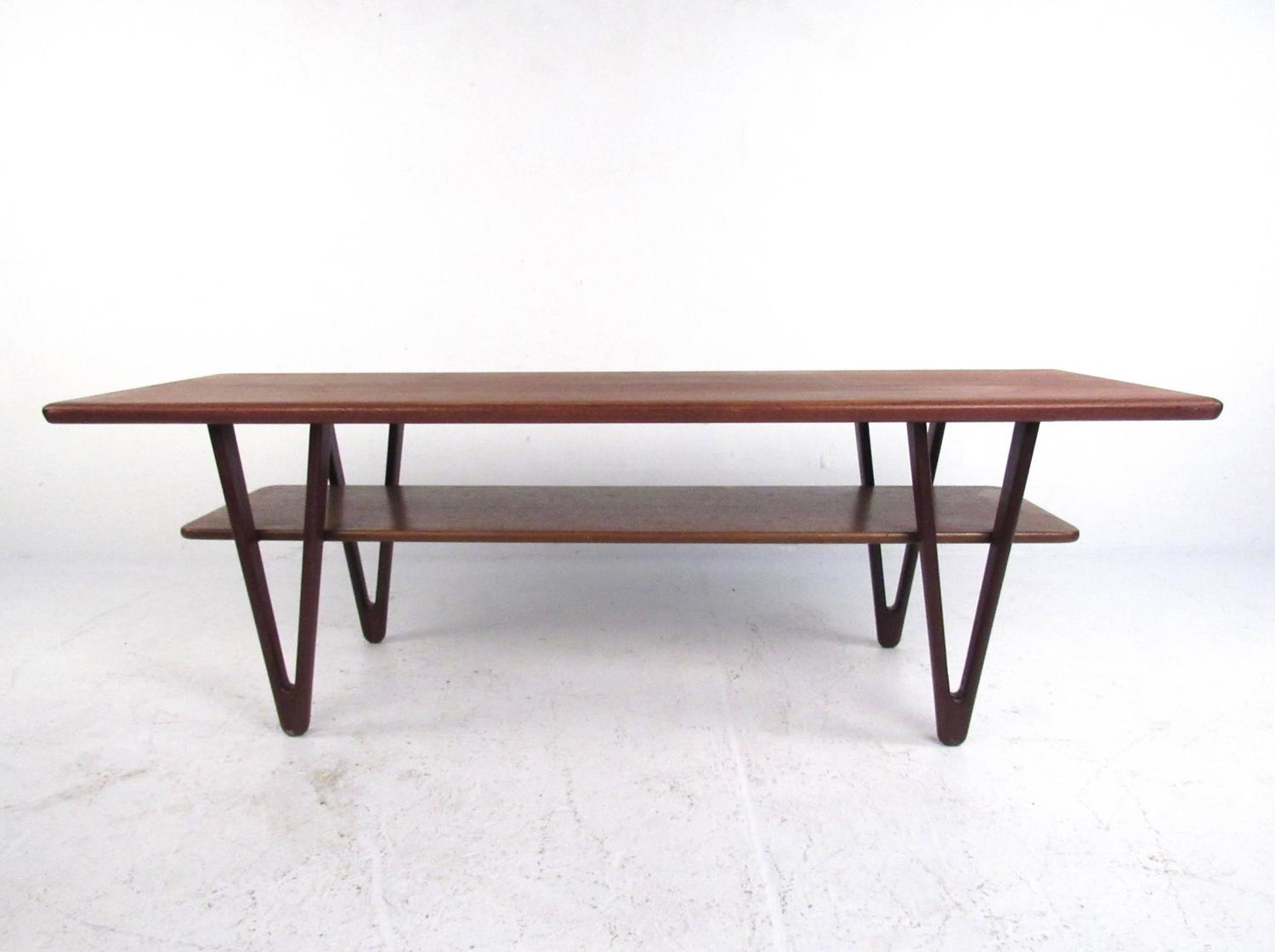 Danish Modern Triangular Leg Teak Coffee Table by Kurt Ostervig For ...
