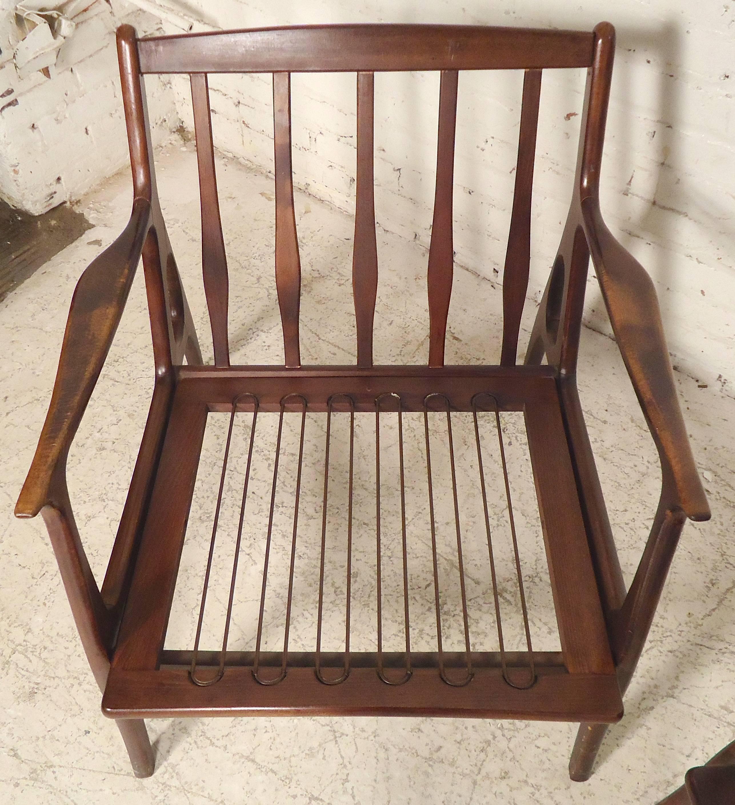 Wood Striking Mid-Century Modern Armchairs