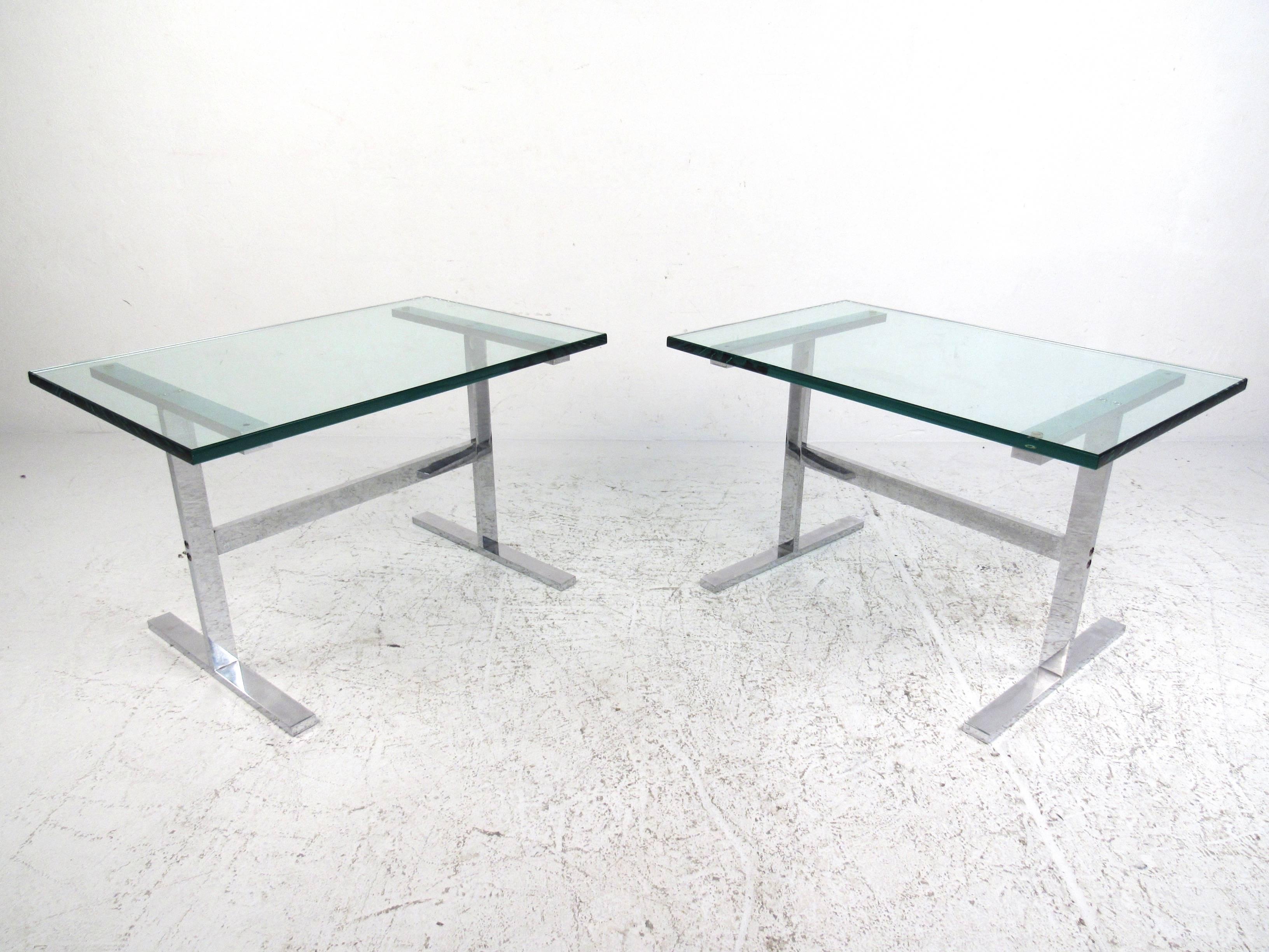 American Mid-Century Chrome Coffee Table Set