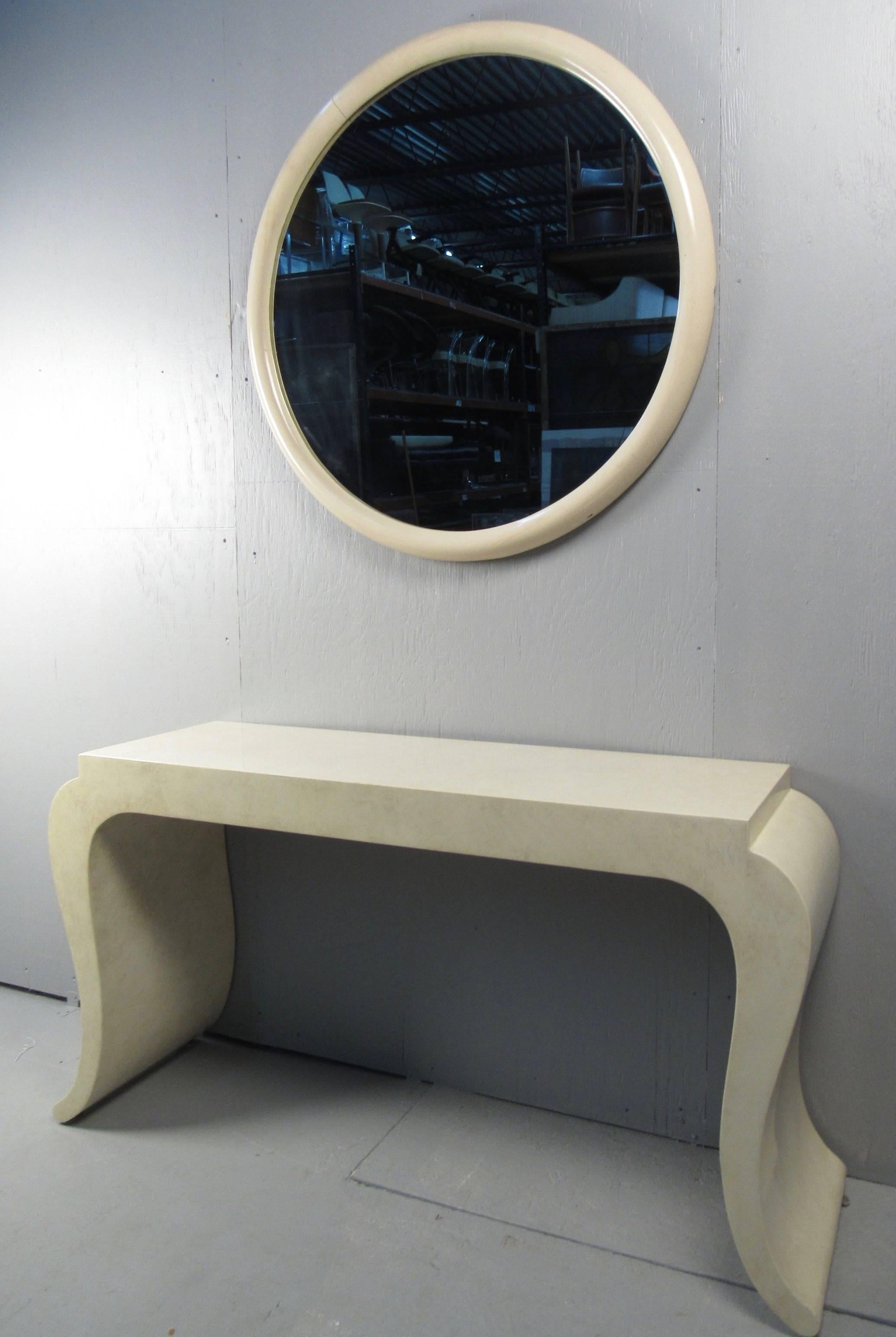 modern console table and mirror set