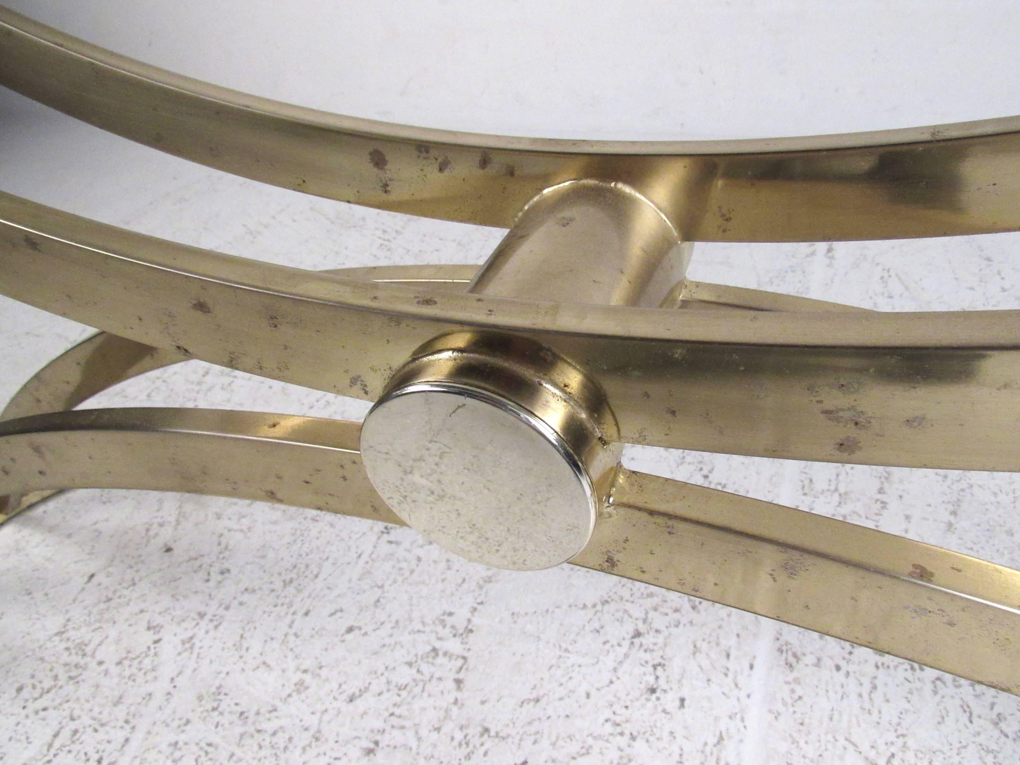 Mid-Century Modern Sculptural Brass Console Table For Sale 1