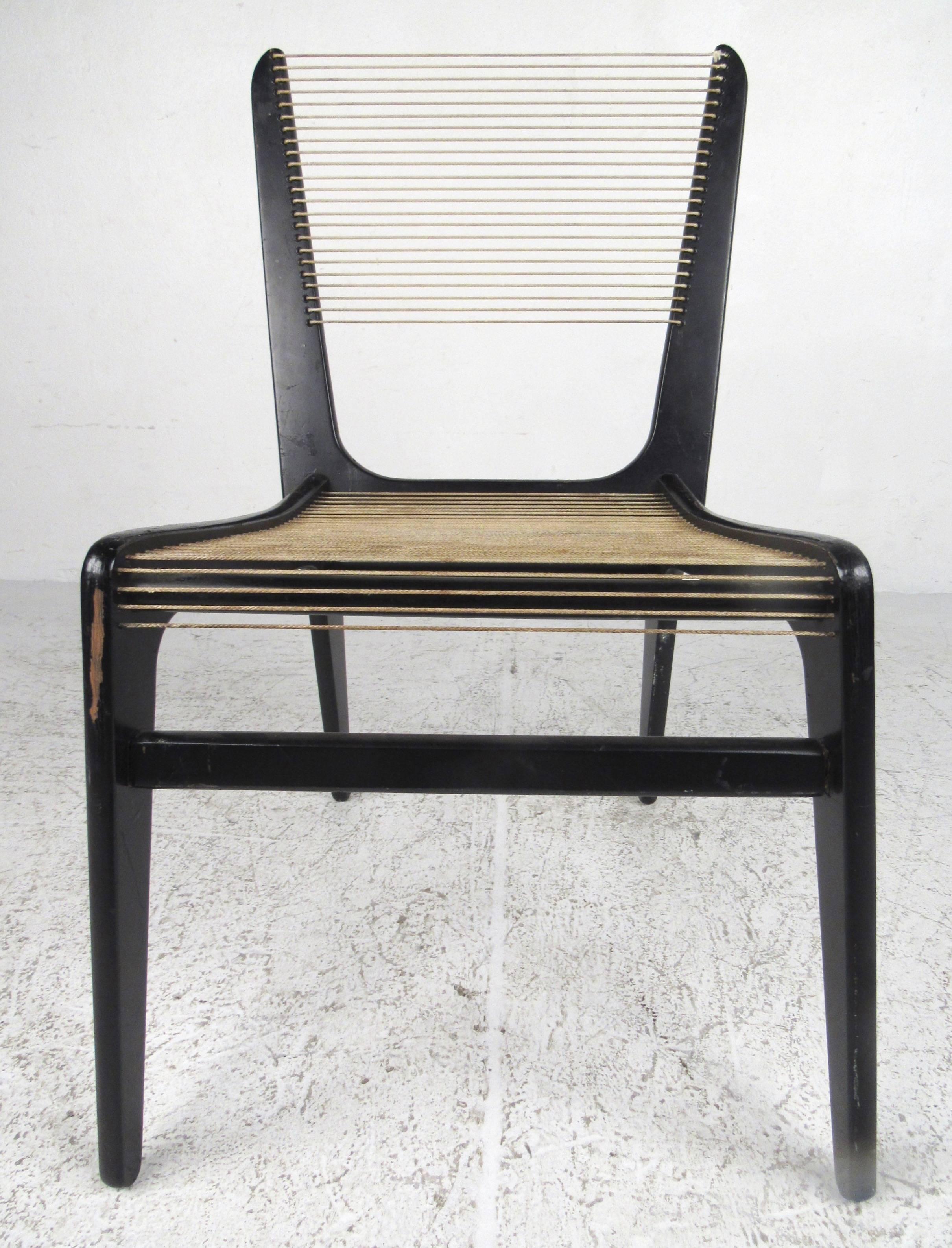 Mid-Century moderno Sedie in corda Jacques Guillon in vendita
