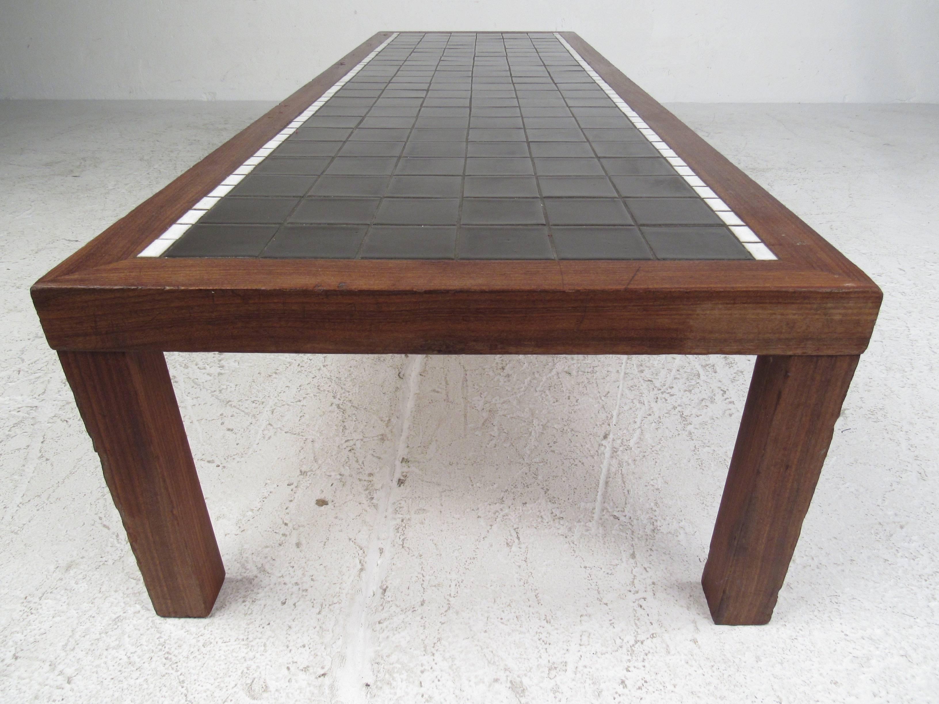 Mid-Century Modern Long and Low Mid-Century Mosaic Tile Coffee Table by Gordon and Jane Martz