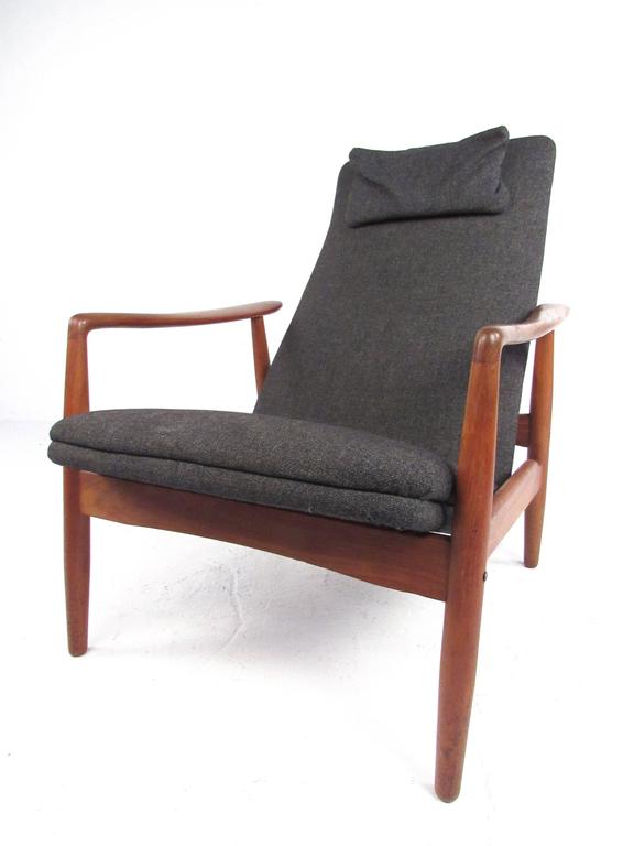 Mid-Century Modern Scandinavian Modern Teak High Back Lounge Chair For Sale