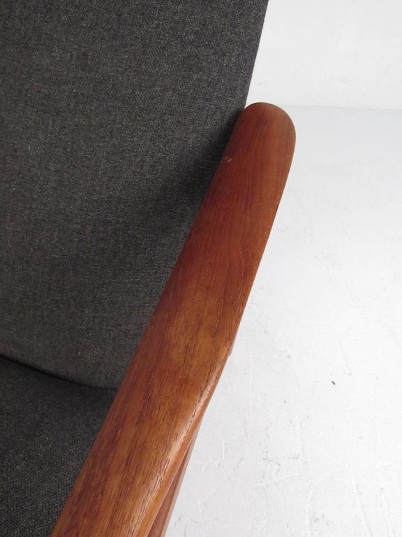 Upholstery Scandinavian Modern Teak High Back Lounge Chair For Sale