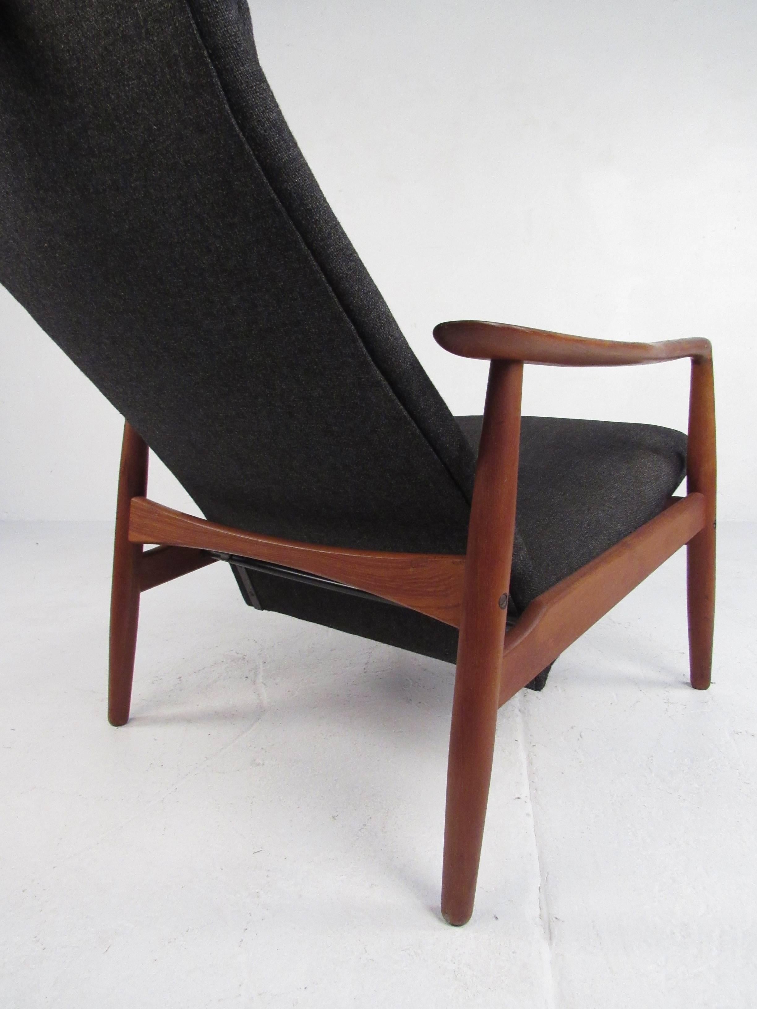 Mid-Century Modern Scandinavian Modern Teak High Back Lounge Chair