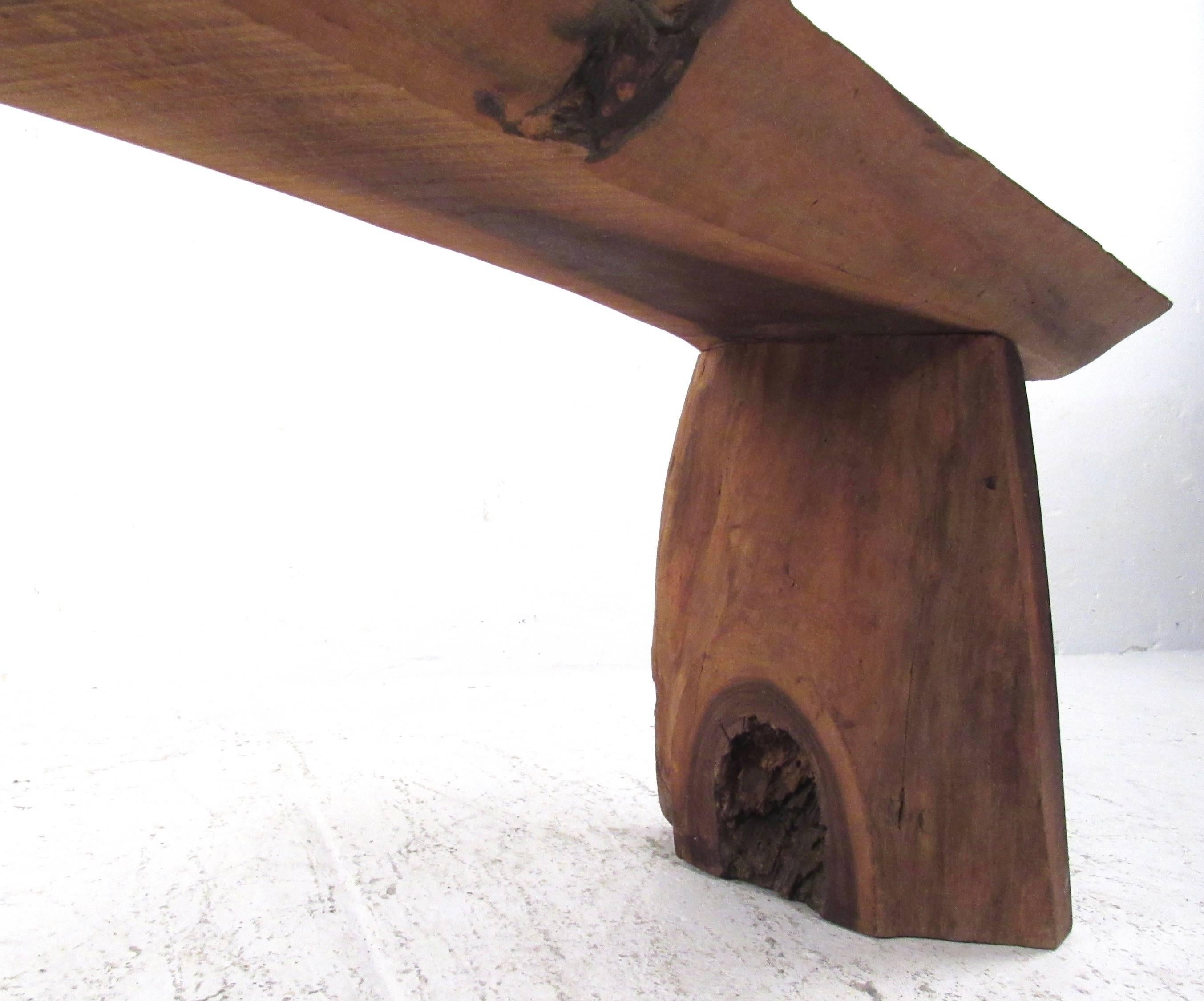 Mid-Century Rustic Tree Slab Bench in the Style of Phillip Lloyd Powell 3