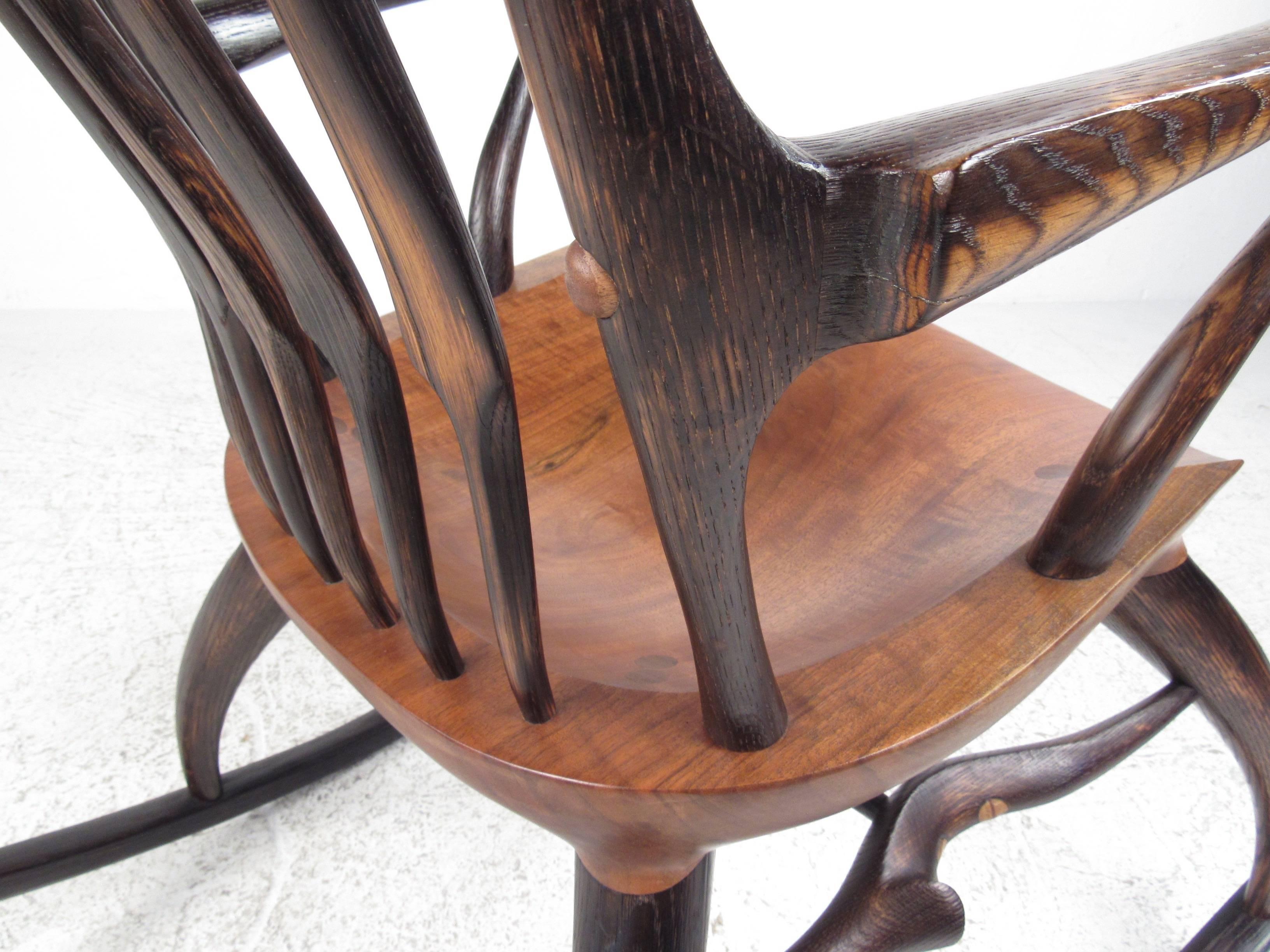 Sculptural Windsor Rocking Chair by Joe Graham for Lenox Workshop In Excellent Condition In Brooklyn, NY