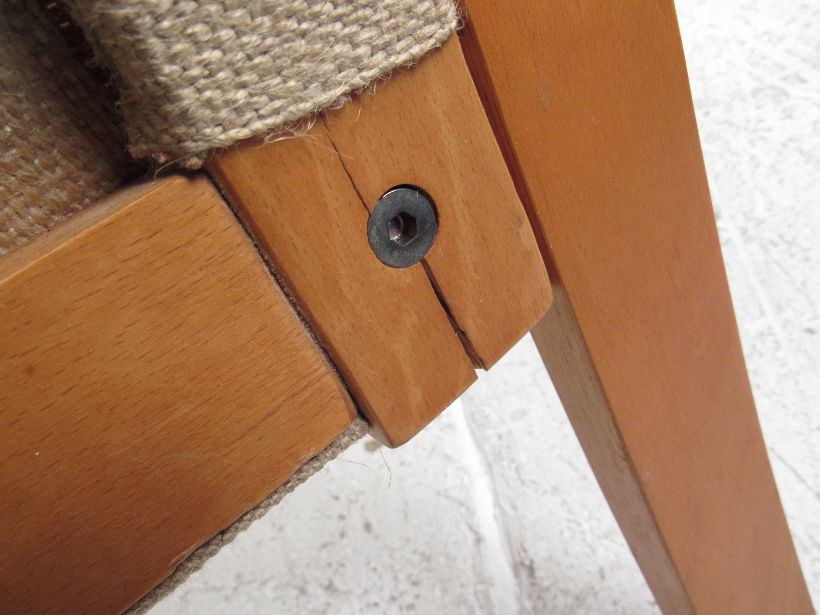 Pair of Vintage Alvar Aalto Style Linen Strap Armchairs 5