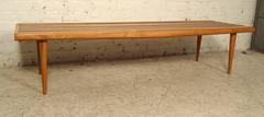 Vintage-Modern Wooden Slat Bench/Coffee Table