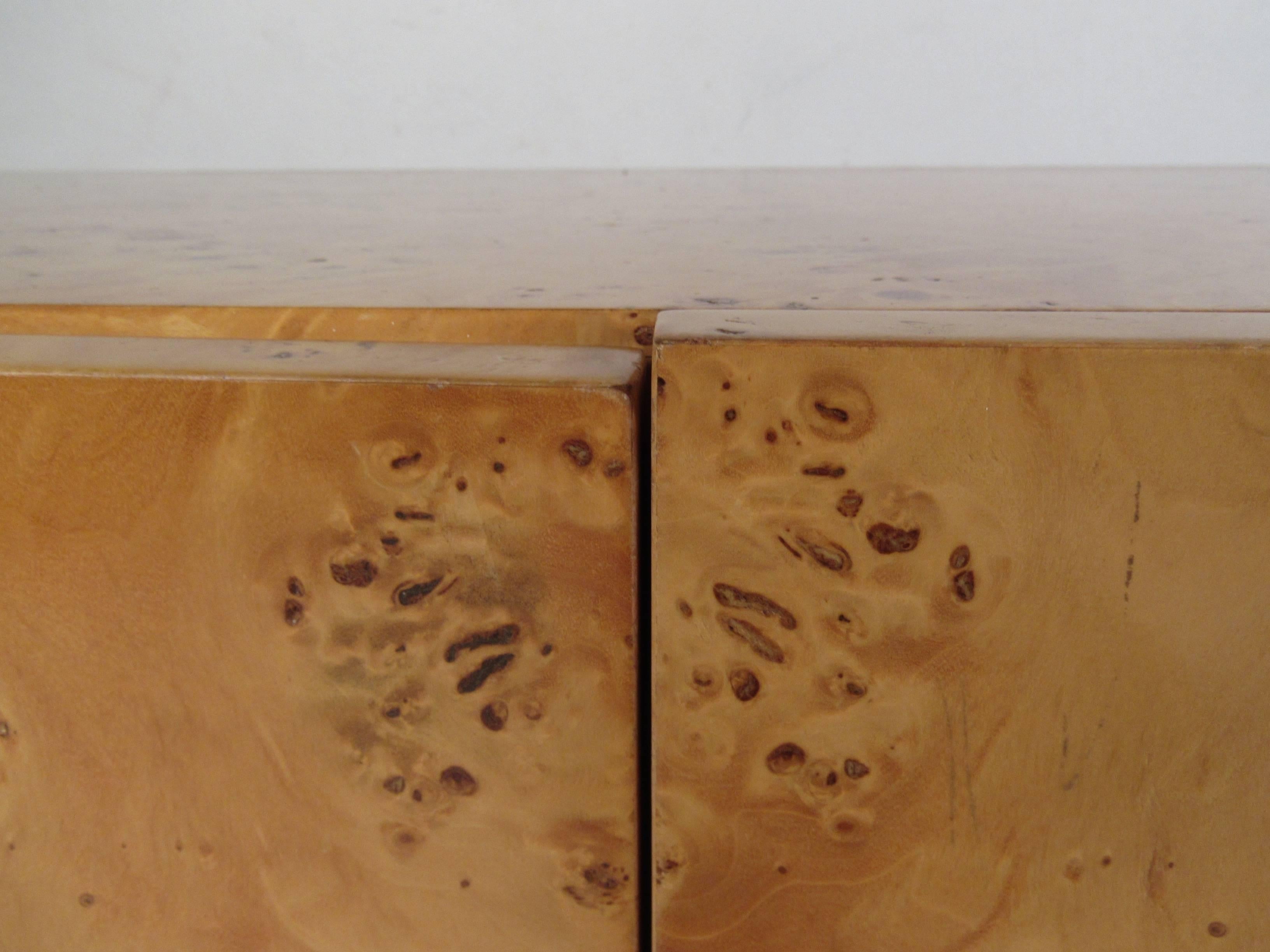 Burl Wood and Chrome Sideboard Cabinet in the Style of Milo Baughman 3