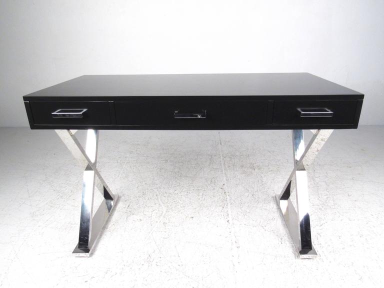 Contemporary Modern Desk With Chrome Base