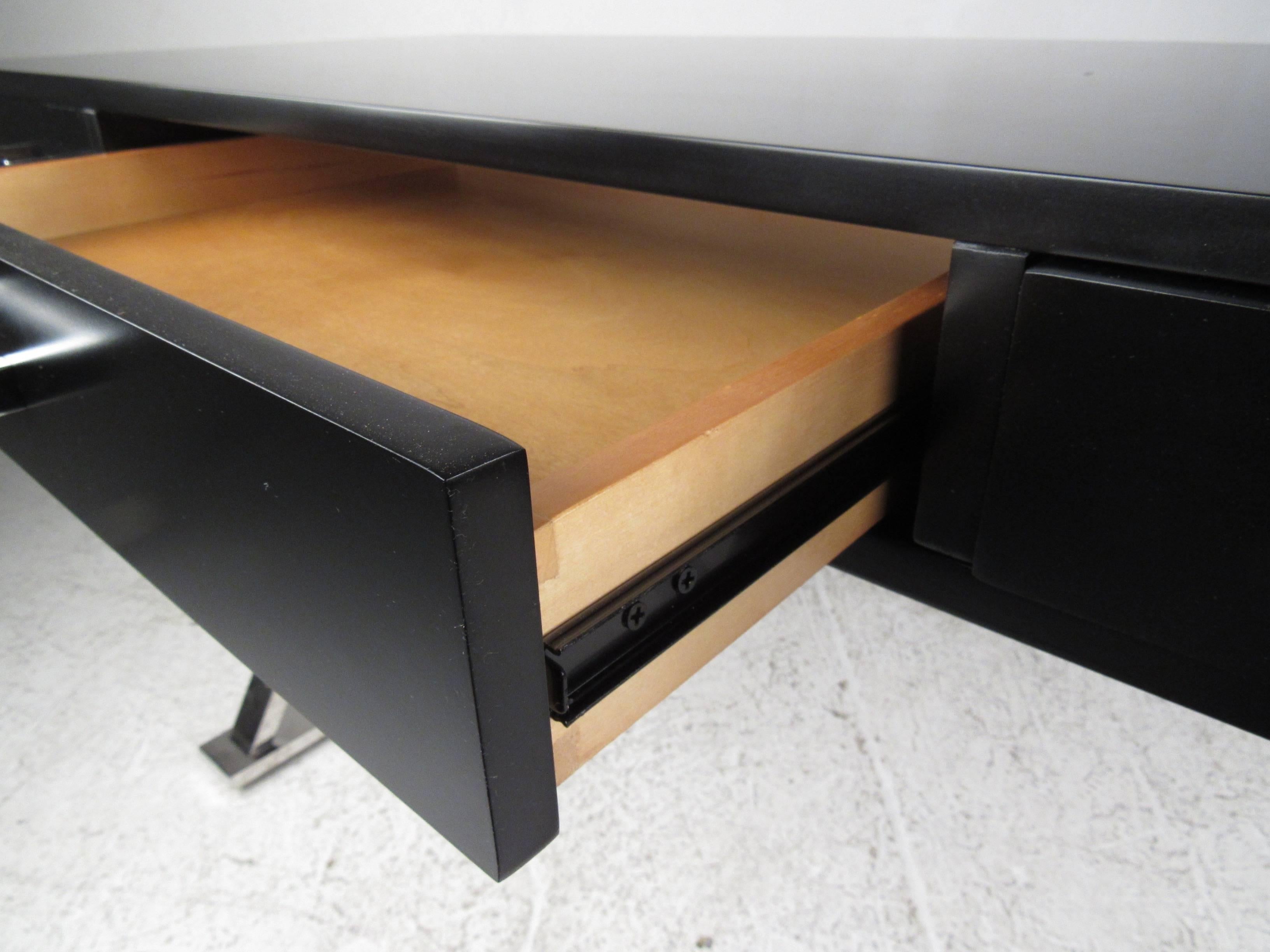 Contemporary Modern Desk With Chrome Base 1