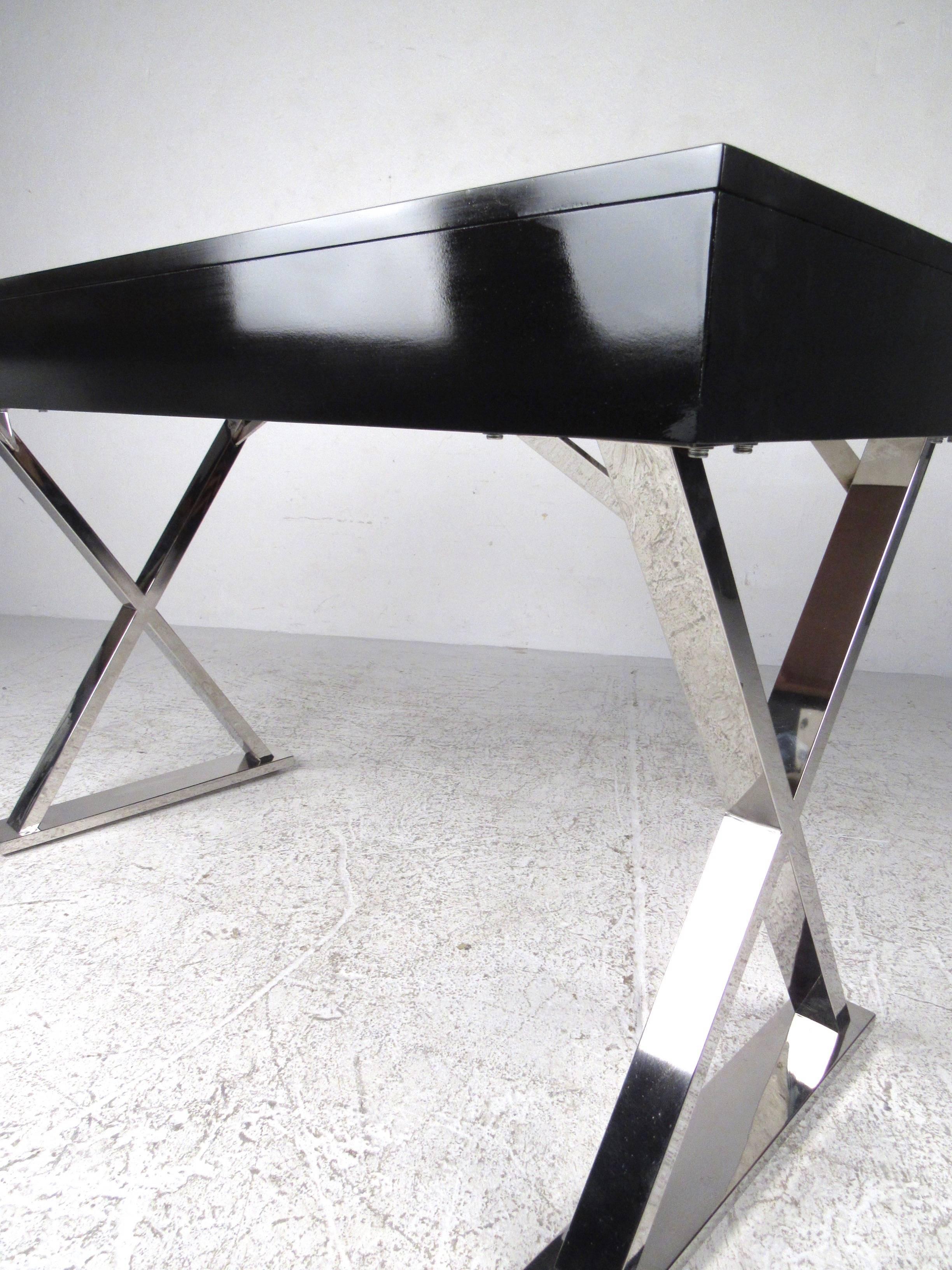 Contemporary Modern Desk With Chrome Base 3