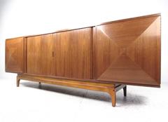 Large Mid-Century Modern Diamond Front Sideboard in the Style of Vladimir Kagan
