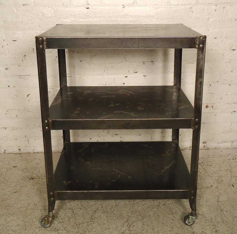 Vintage Industrial ThreeTier Factory Rolling Cart For Sale at 1stDibs vintage rolling cart