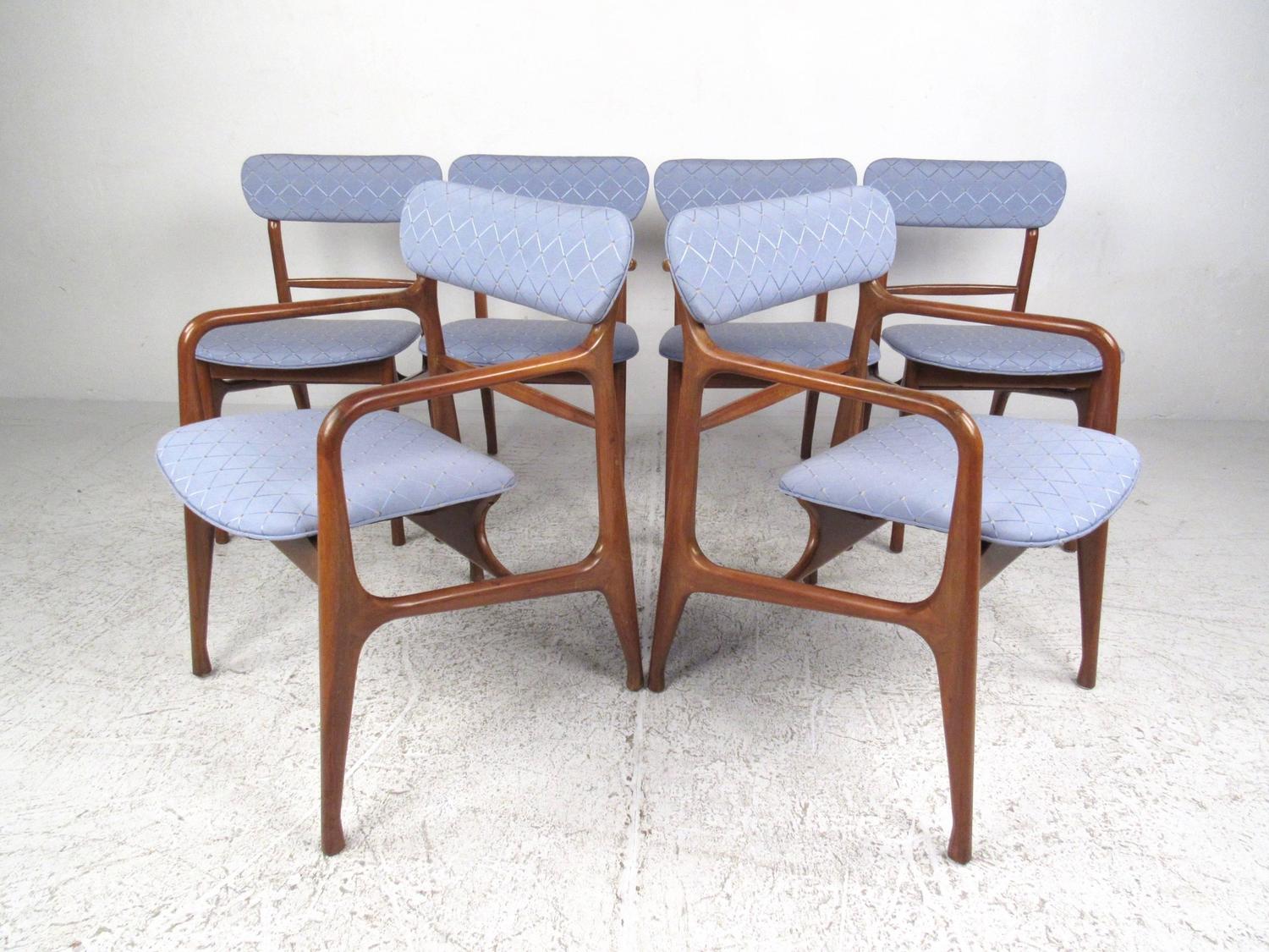 Mid-Century Modern Sculptural Italian Walnut Dining Set ...