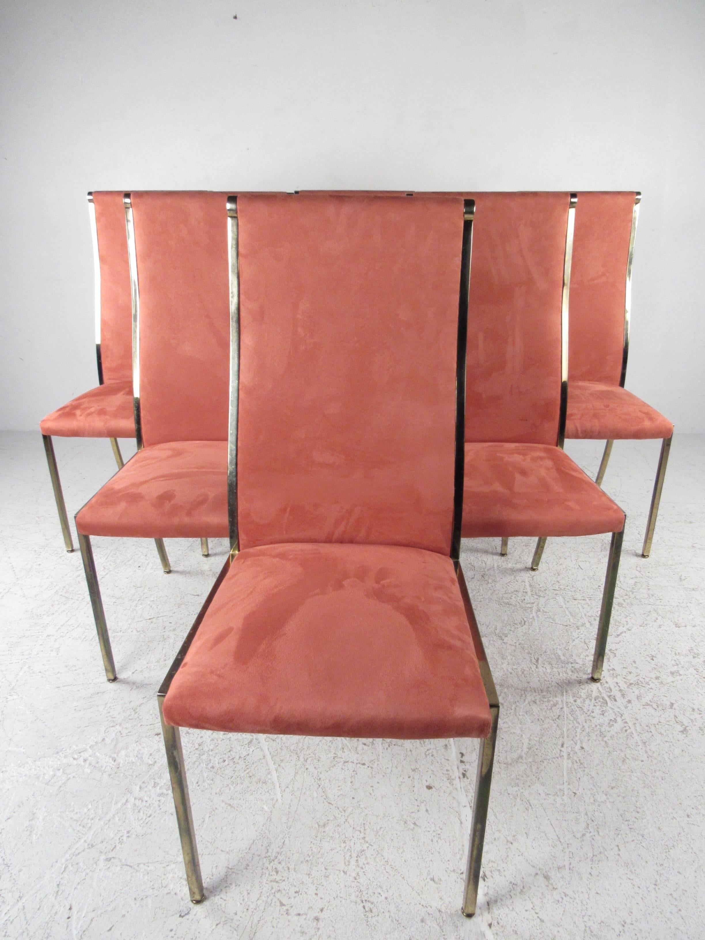 Set of Six Highback Brass Dining Chairs 1