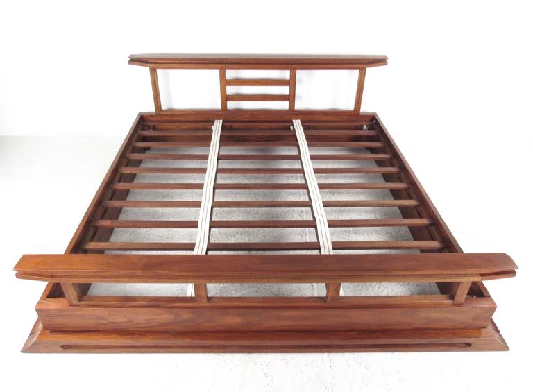 Contemporary Modern Solid Teak King Size Bed Frame at 1stDibs