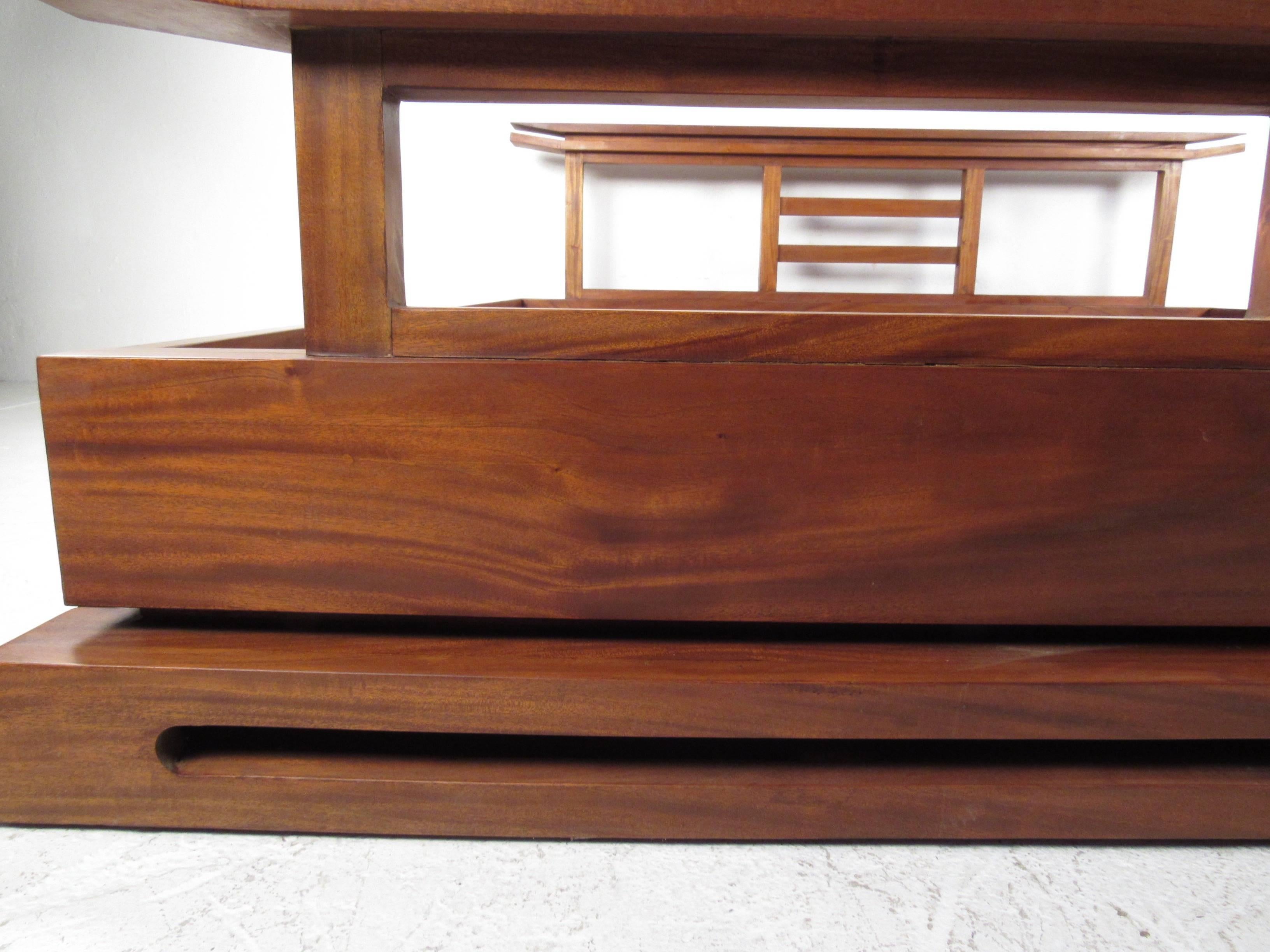 Contemporary Modern Solid Teak King Size Bed Frame 2