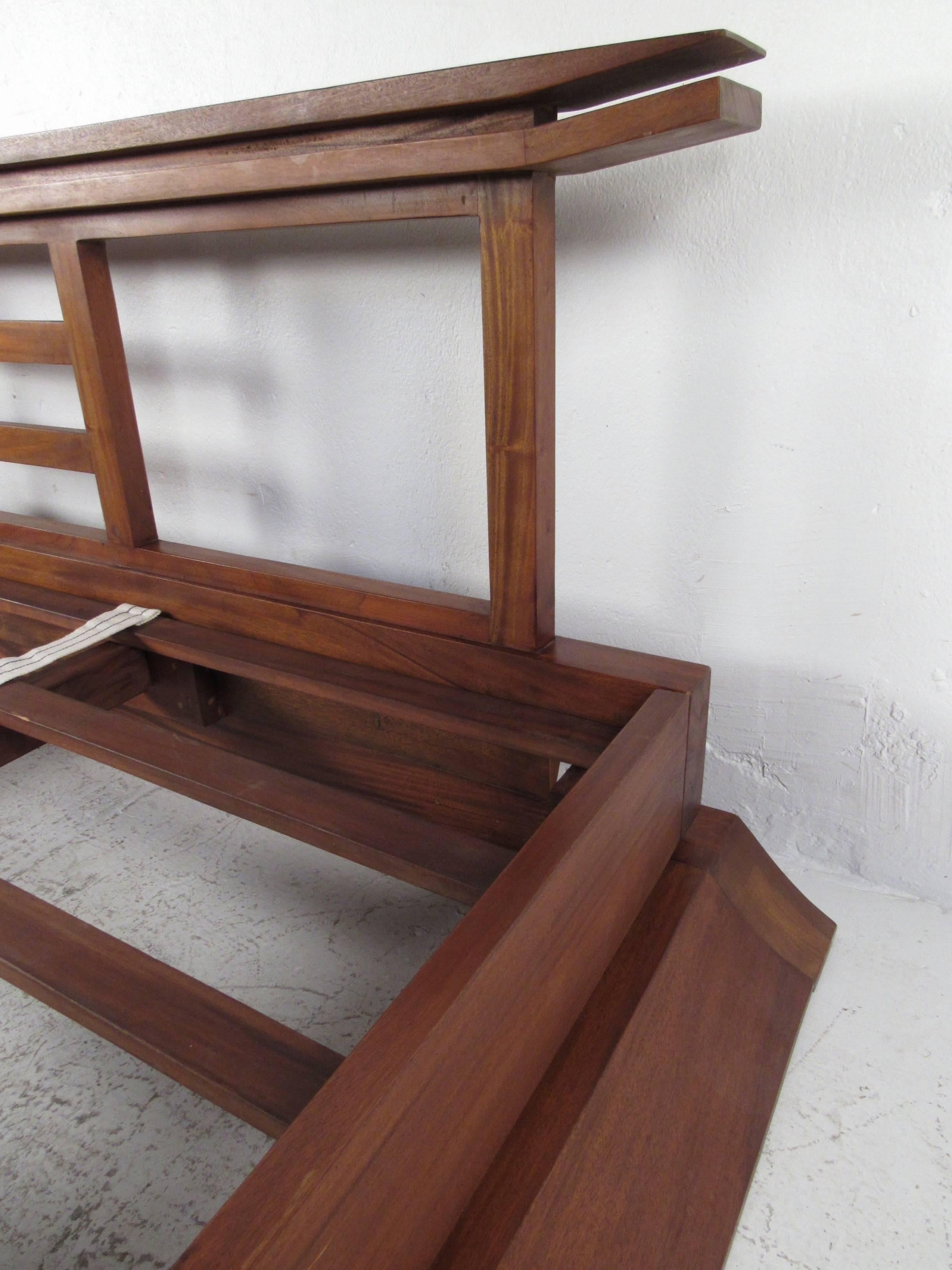 20th Century Contemporary Modern Solid Teak King Size Bed Frame