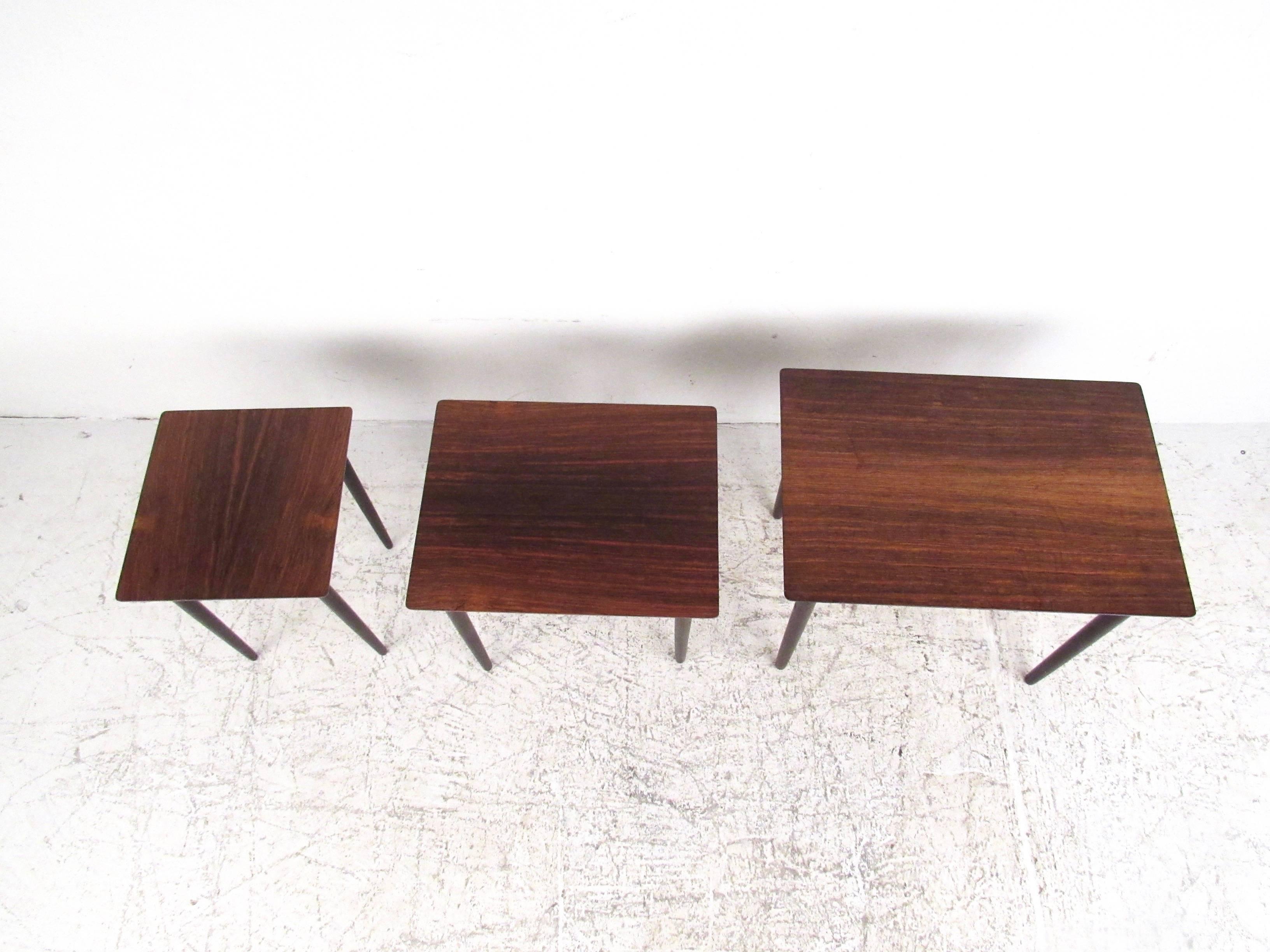 Mid-Century Modern Danish Modern Rosewood Nesting Tables by Bramin For Sale