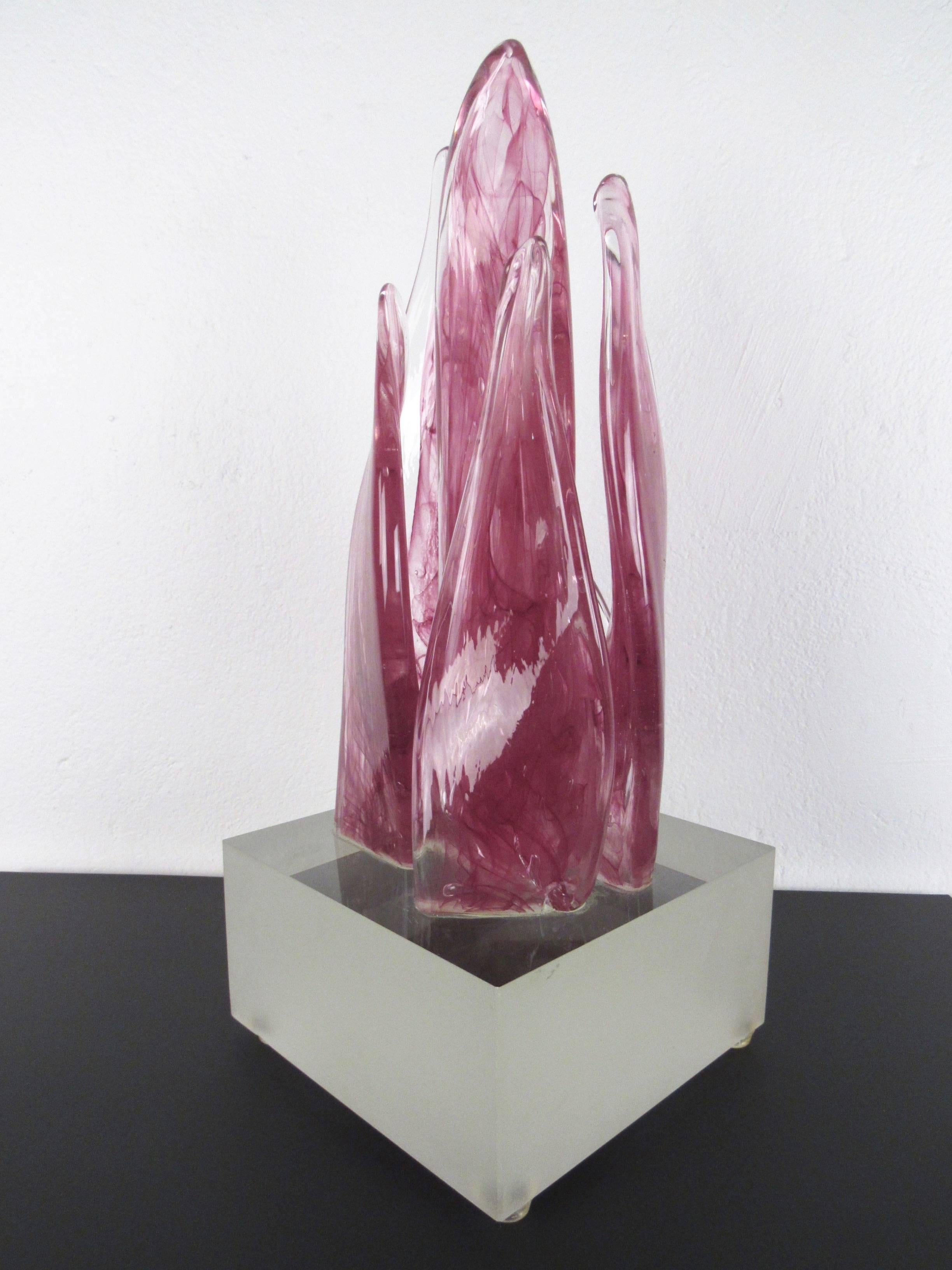 Contemporary Modern Abstract Flame Art Glass Sculpture In Good Condition In Brooklyn, NY